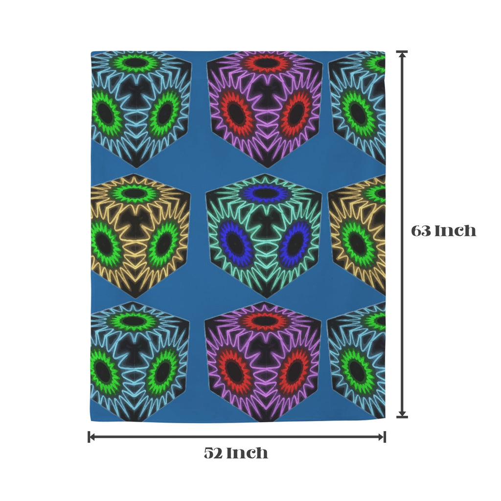 Colorful Cubes Blue Window Curtains - 5 Sizes Available