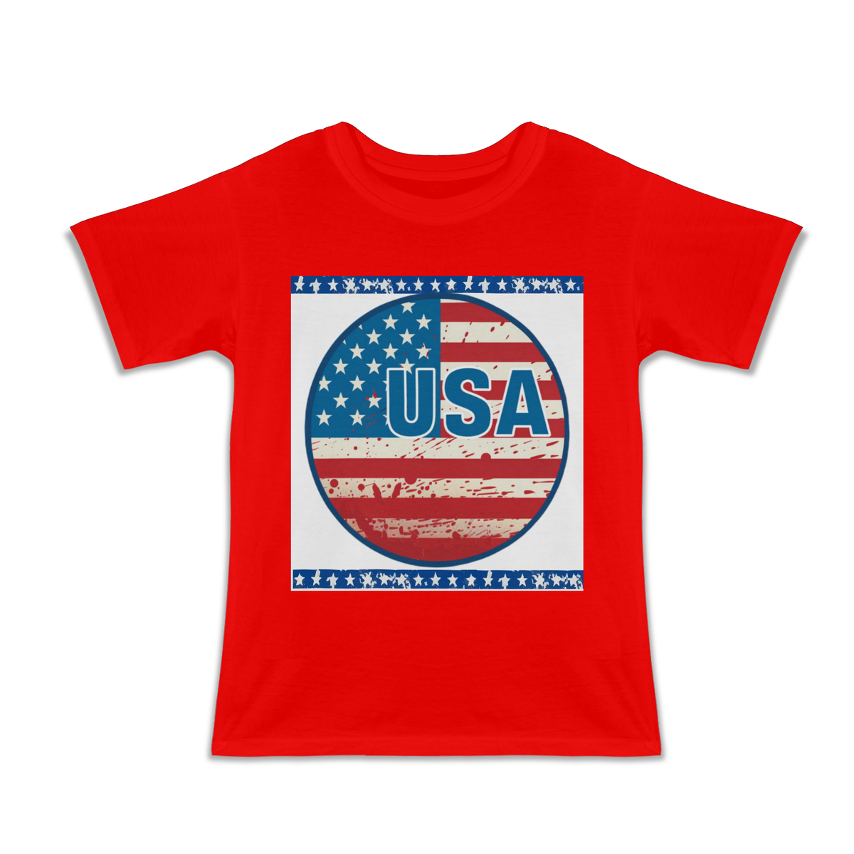 Kid's Round USA Flag Design T-shirt
