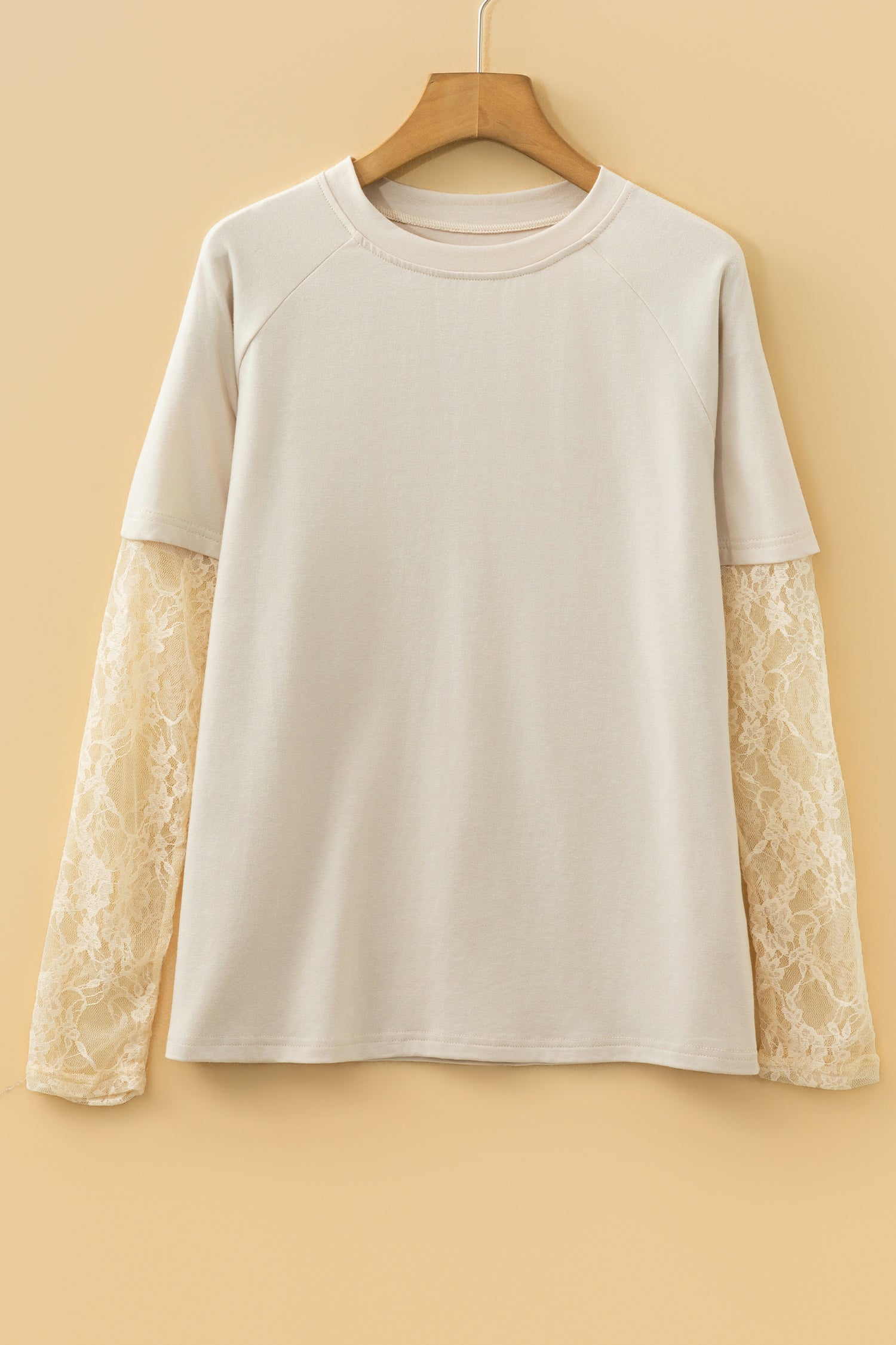 Solid Lace Patchwork Long Sleeve T-Shirt