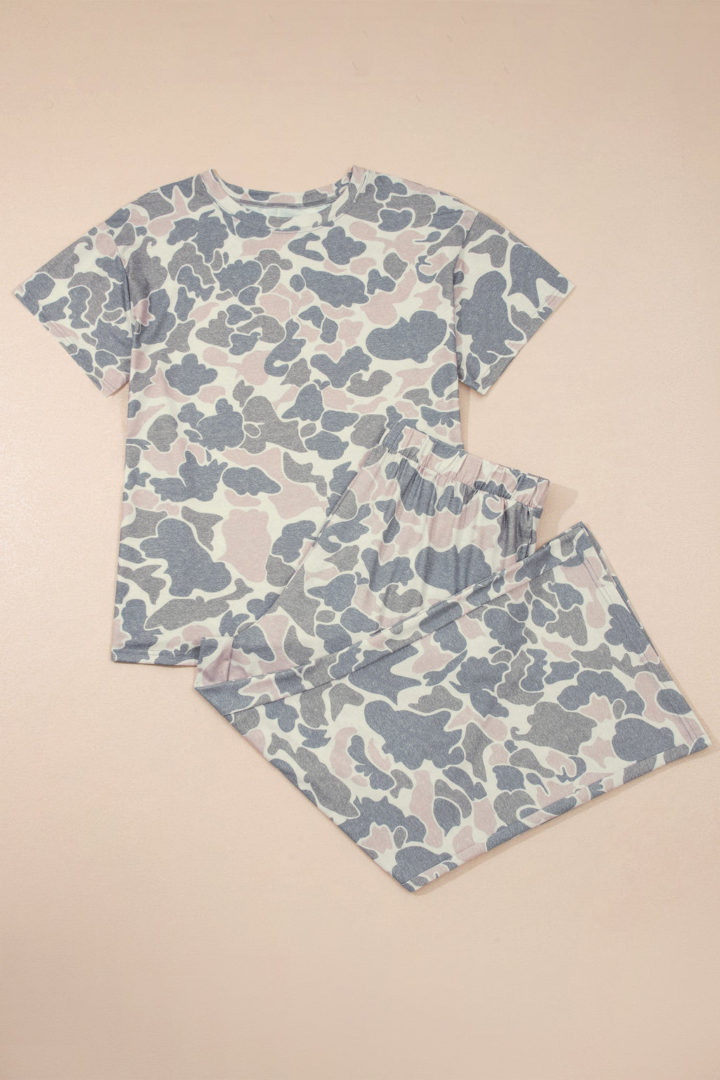 Plus Size Camo Top & Wide Leg Pants Set