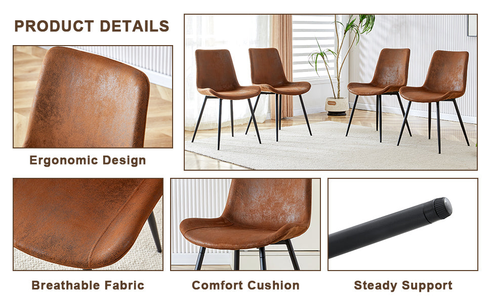 1 table and 4 chairs set.63'x35.4x30' Rectangular Transprant Tempered glass Dining Tabletop with Wood color MDF OC shaped bracket.Paired with 4 brown technology fabric dining chairs.W1151S02014