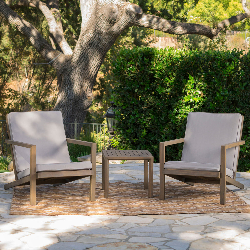 Celestaria - 3 Piece Outdoor Chat Set With Adirondack Chairs, Cushions And Side Table