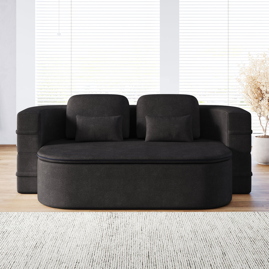 75''2-in-1 Foldable Sofa,Convertible Sleeper Foam Sofa Bed with Multi Functional Blanket, Chenille Floor folding sofa bed,  Floor Sofa Lounge Sofa for Living Room Bedroom Lounge Studio