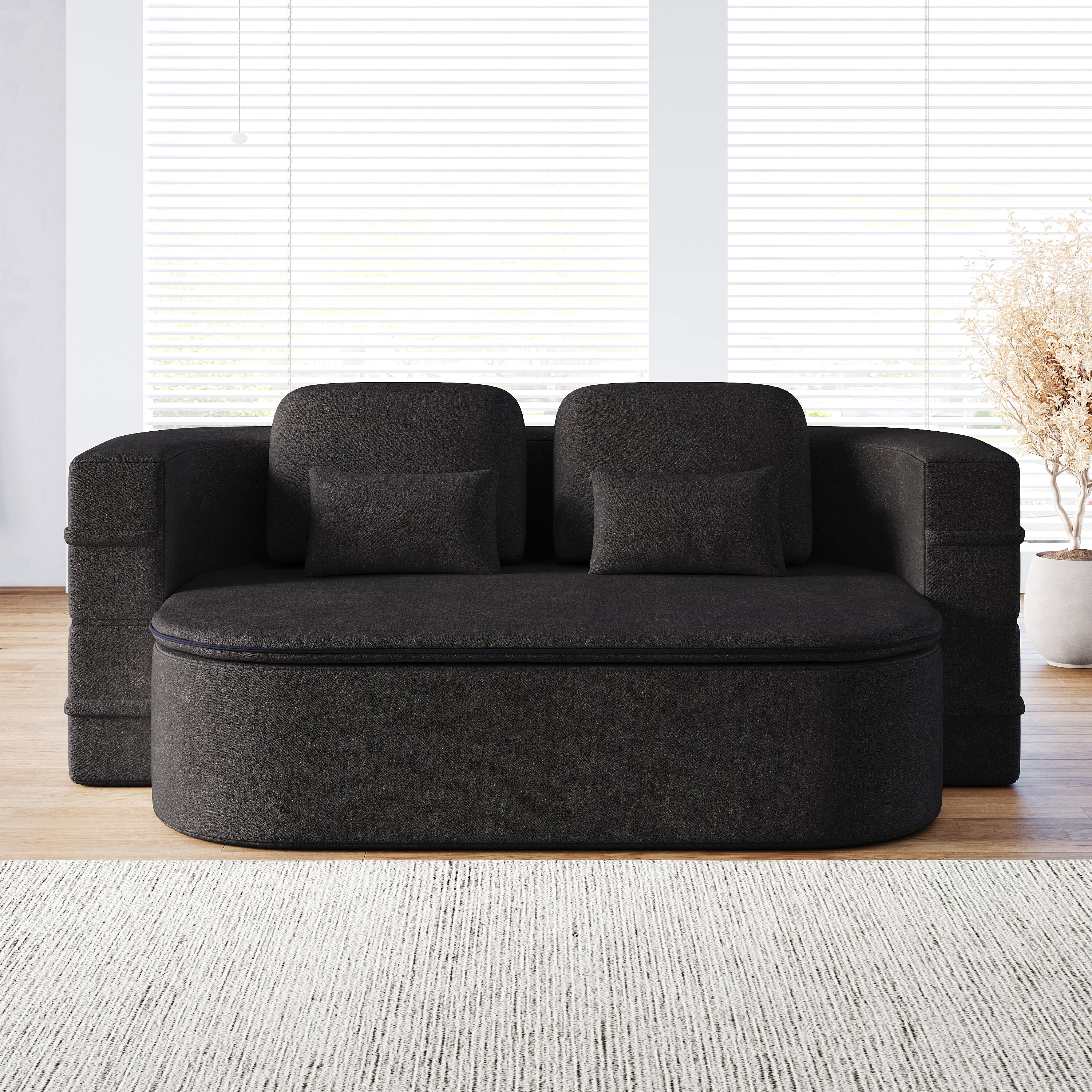 75''2-in-1 Foldable Sofa,Convertible Sleeper Foam Sofa Bed with Multi Functional Blanket, Chenille Floor folding sofa bed,  Floor Sofa Lounge Sofa for Living Room Bedroom Lounge Studio