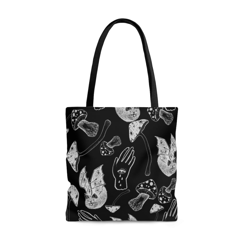 "Spooky Spells, Bats and Mushrooms" Heavy-Duty Canvas Tote Bag