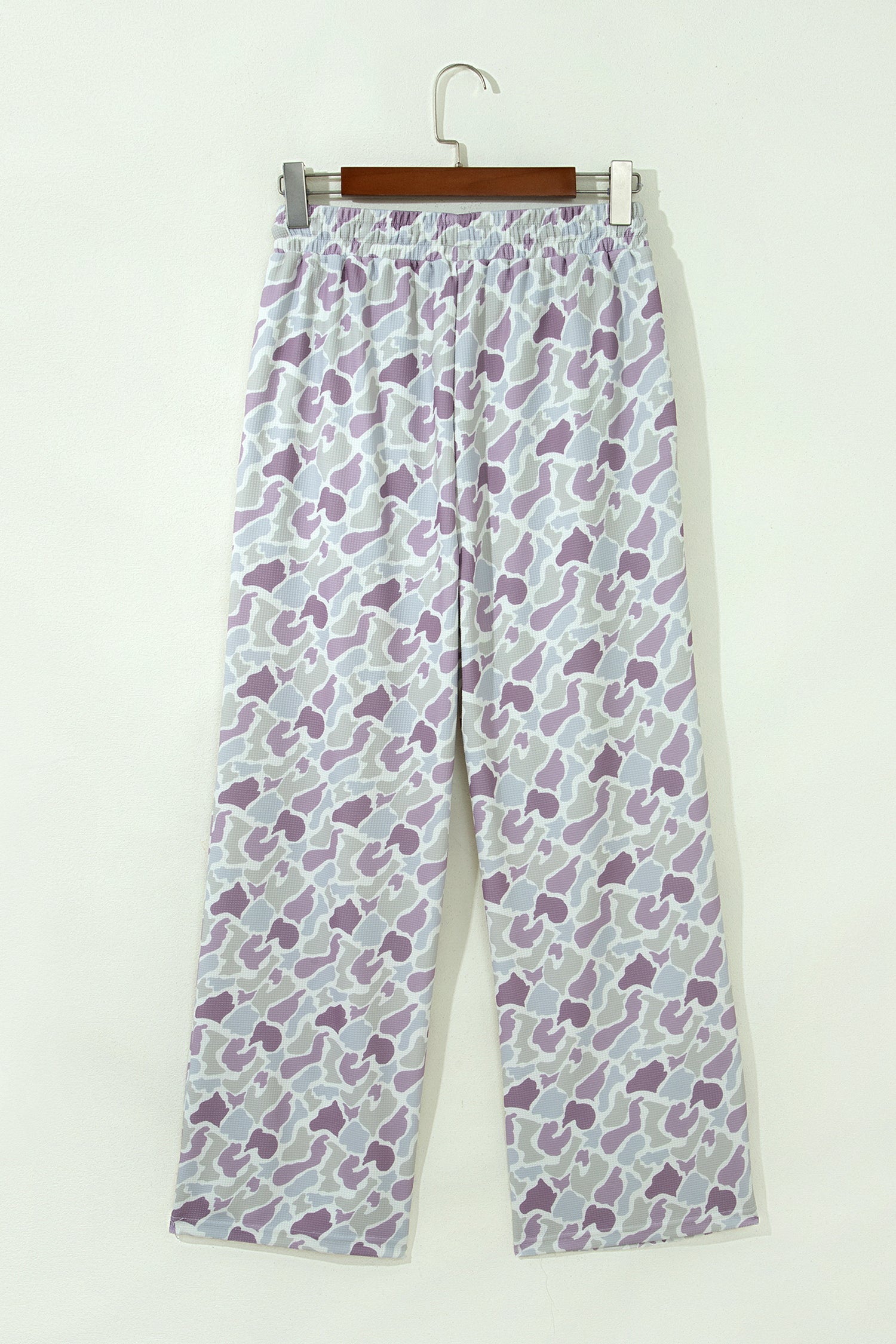 Camo Drawstring High Waist Wide Leg Pants