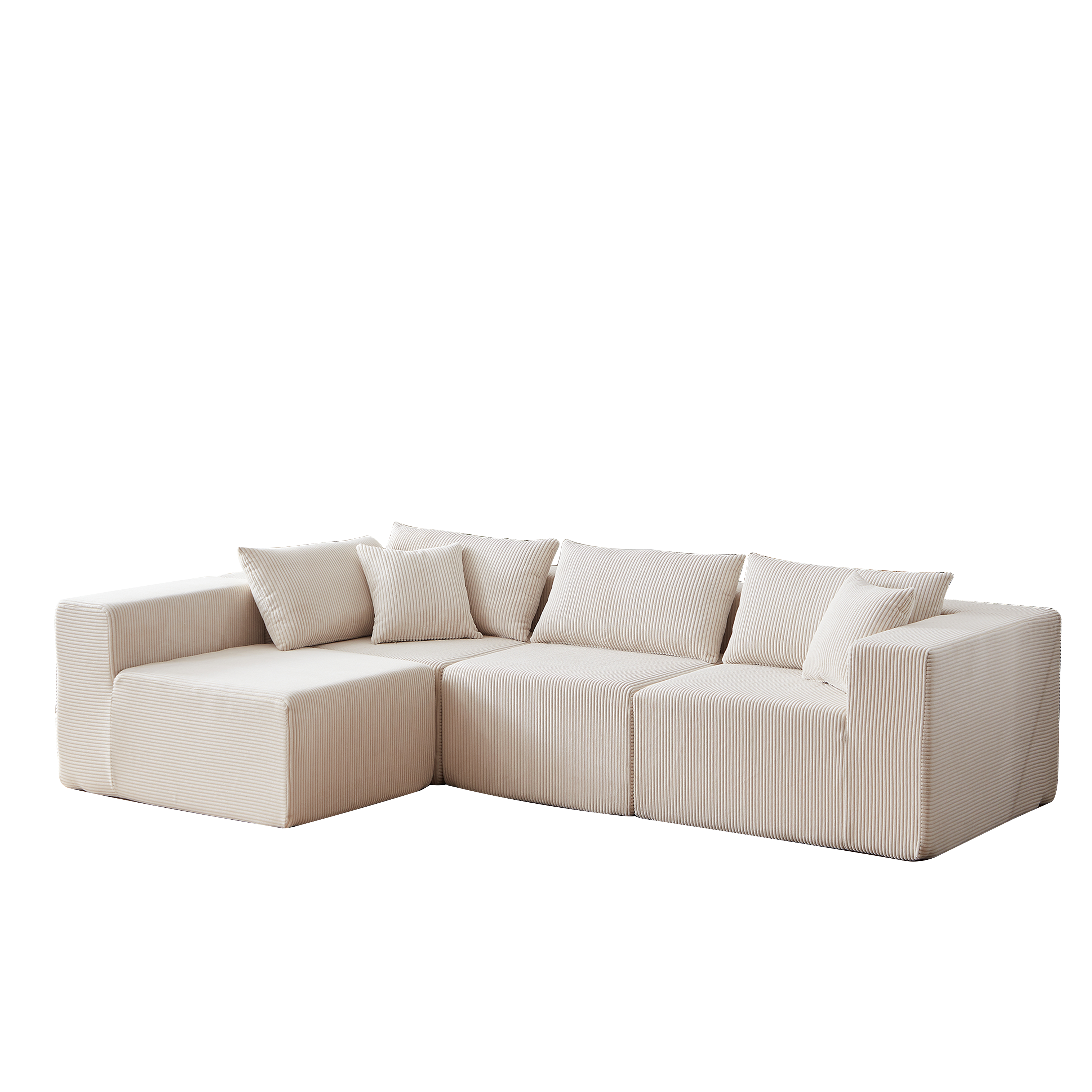104-Inch Corduroy Modular L Shaped Sectional Sofa,Luxury Floor Couch Set,Upholstered Indoor Furniture,Foam-Filled Compressed Sofa for Living Room,Bedroom,4 PC Free Combination