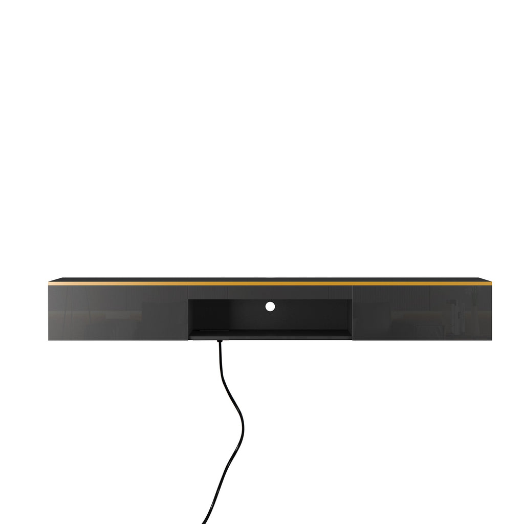 Floating TV Stand Wall Mounted with 16 Color LEDs,69' Modern TV Stand, Floating TV Cabinet Entertainment Center for 55 60 65 Inch TV,Black