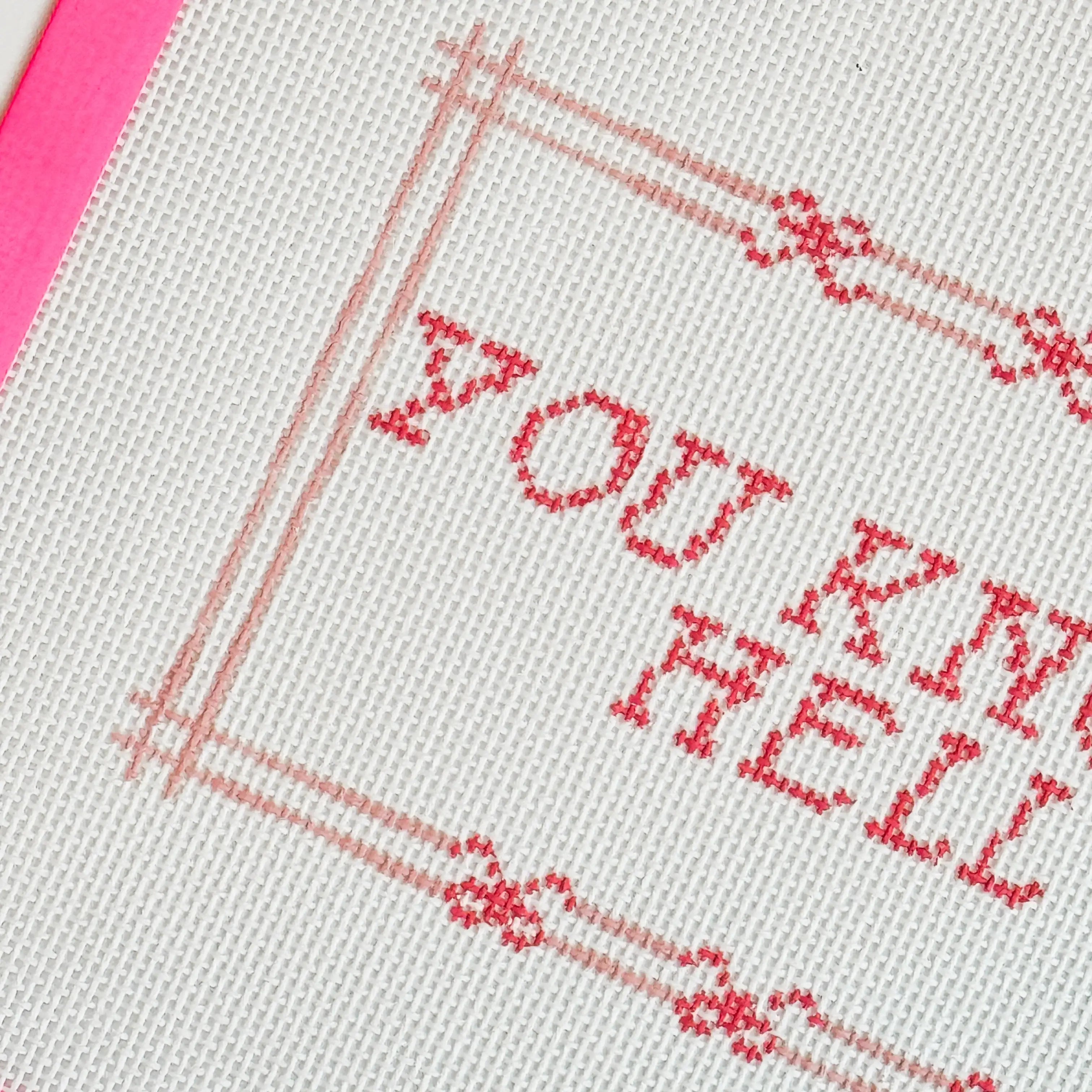 Cotswold Co Designs - Cheeky Saying Bow Needlepoint Canvas 13 Mesh 10x6”