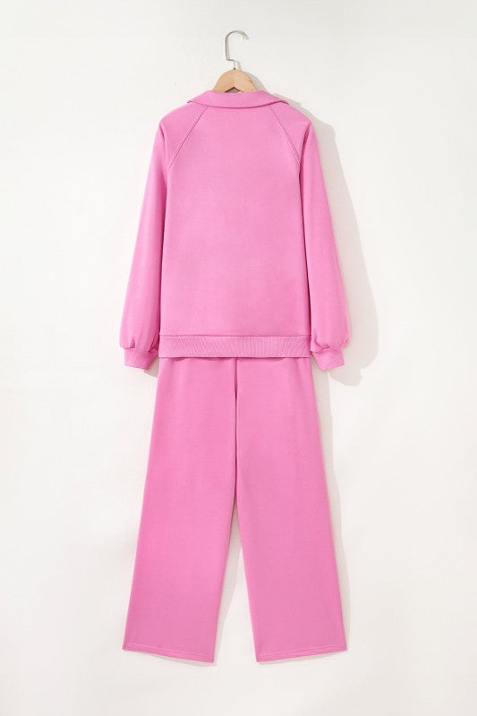 Solid V-Neck Pullover and Drawstring Sweatpants Se