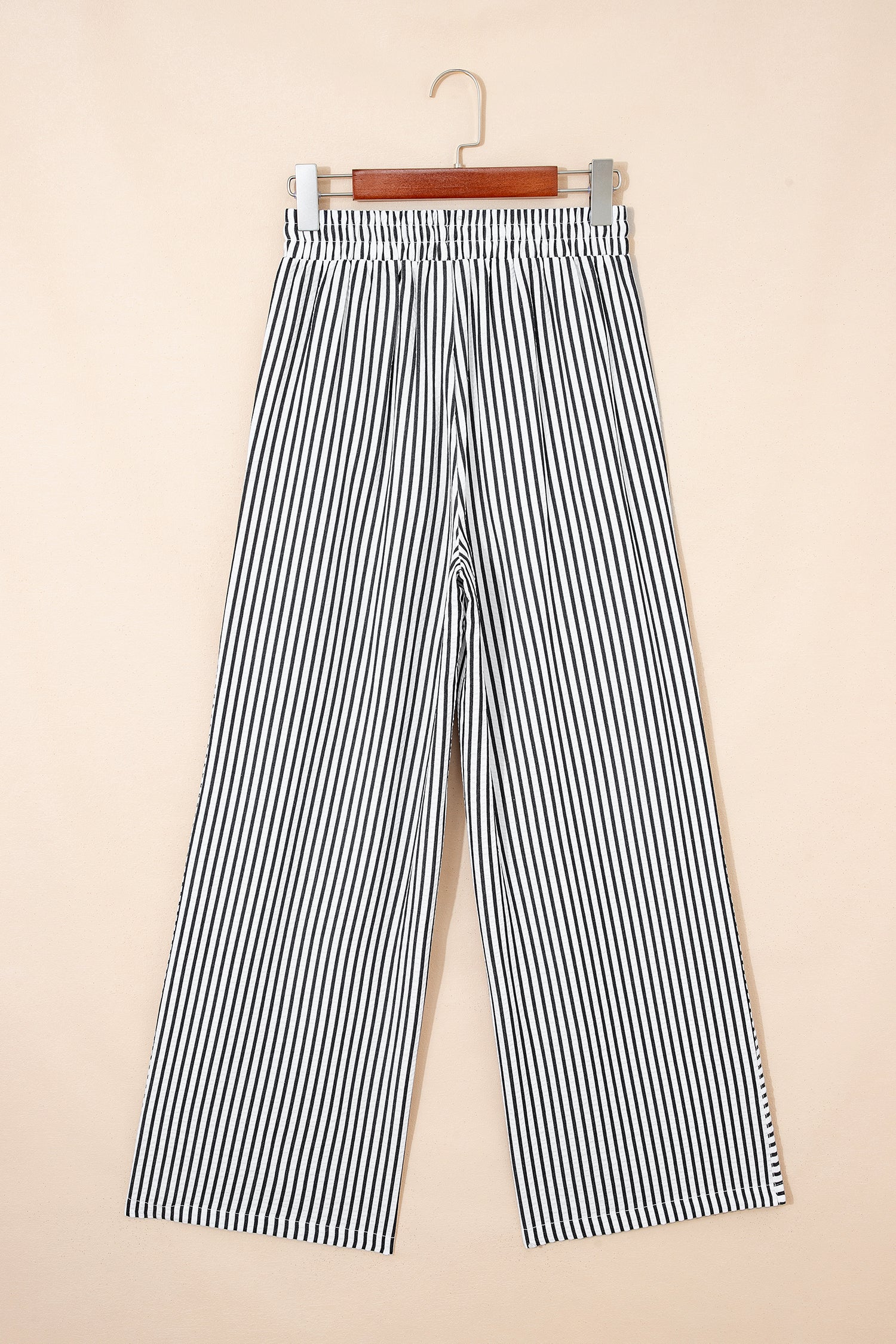 Stripe Wide Leg Elastic Drawstring Pants