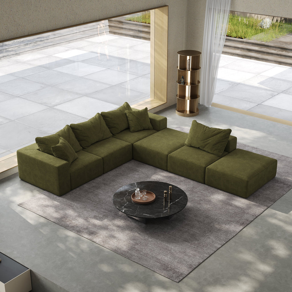 Oversized sponge cloud sofa,Modern Upholstered Sectional Sofa Couch Set,Modular 162' L Shaped Sectional Living Room Sofa Set With 6 Pillows,Free Combination Sofa Couch for Living Room,BedroomWF055