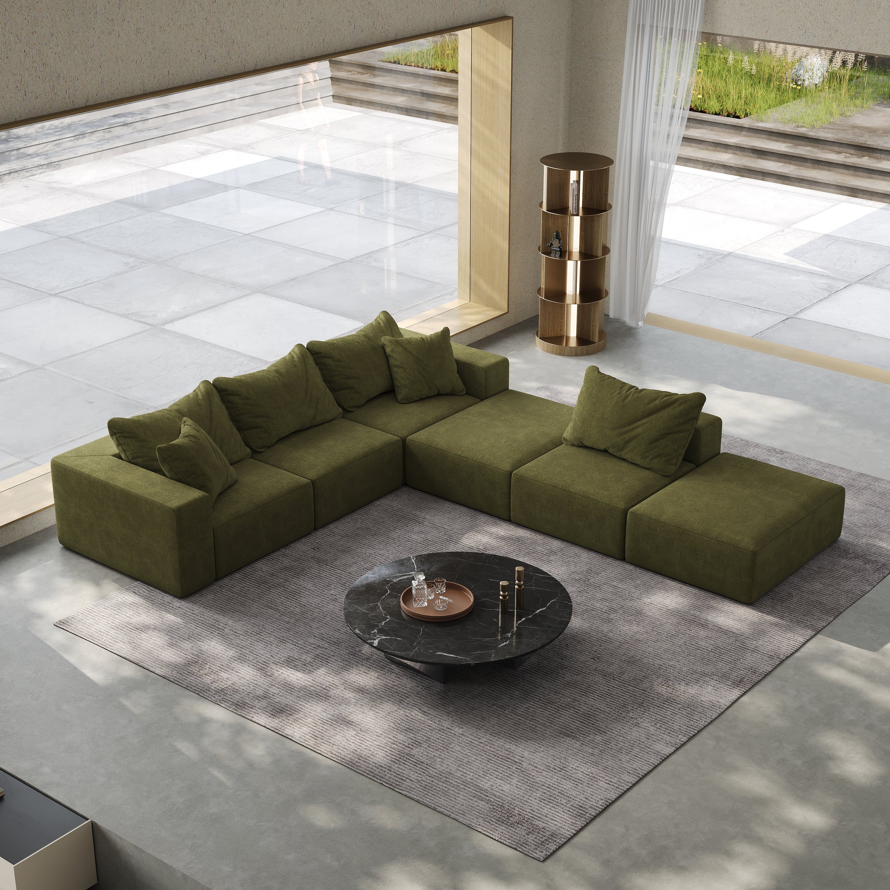 Oversized sponge cloud sofa,Modern Upholstered Sectional Sofa Couch Set,Modular 162' L Shaped Sectional Living Room Sofa Set With 6 Pillows,Free Combination Sofa Couch for Living Room,BedroomWF055