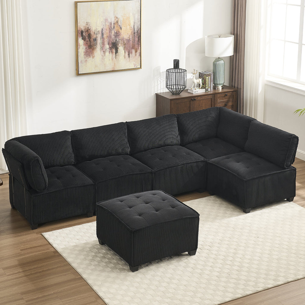 UNITED WE WIN Modular Sectional Sofa U Shaped Modular Couch with Reversible Chaise Modular Sofa Sectional Couch,6- Seat Convertible Sofa,Fit for Living Room