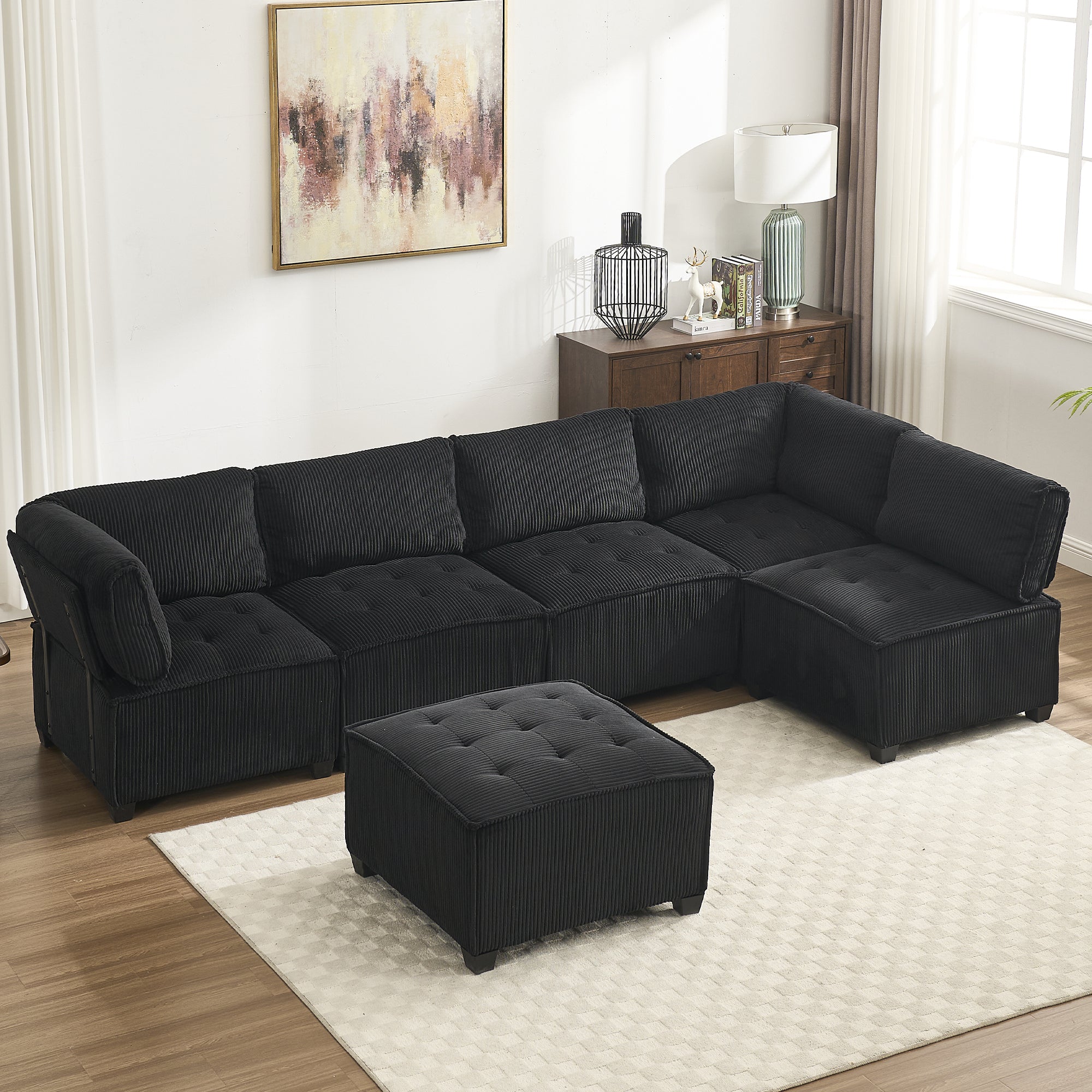 UNITED WE WIN Modular Sectional Sofa U Shaped Modular Couch with Reversible Chaise Modular Sofa Sectional Couch,6- Seat Convertible Sofa,Fit for Living Room