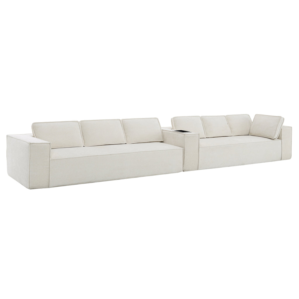 [VIDEO+New]129.5' Minimalist Style Modular Sectional Sofa,6 Seat Wrinkle-resistant Chenille Couch Set,2 PC Free Combination,Modern L-Shaped Cloud Sofa Set for Living Room,No Assembly Require,3 Colors