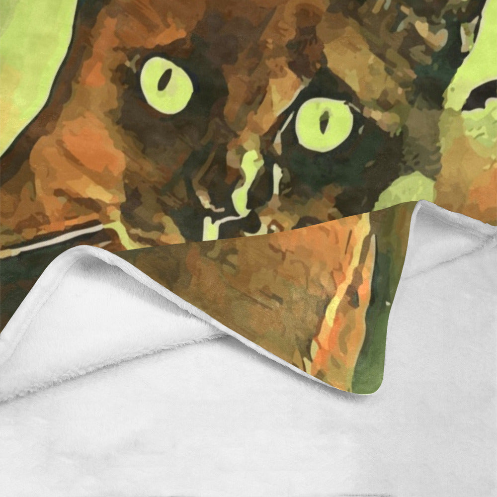 Black Cat with Orange Moon Ultra-Soft Micro Fleece Blanket 40" x 50" (Made in USA)