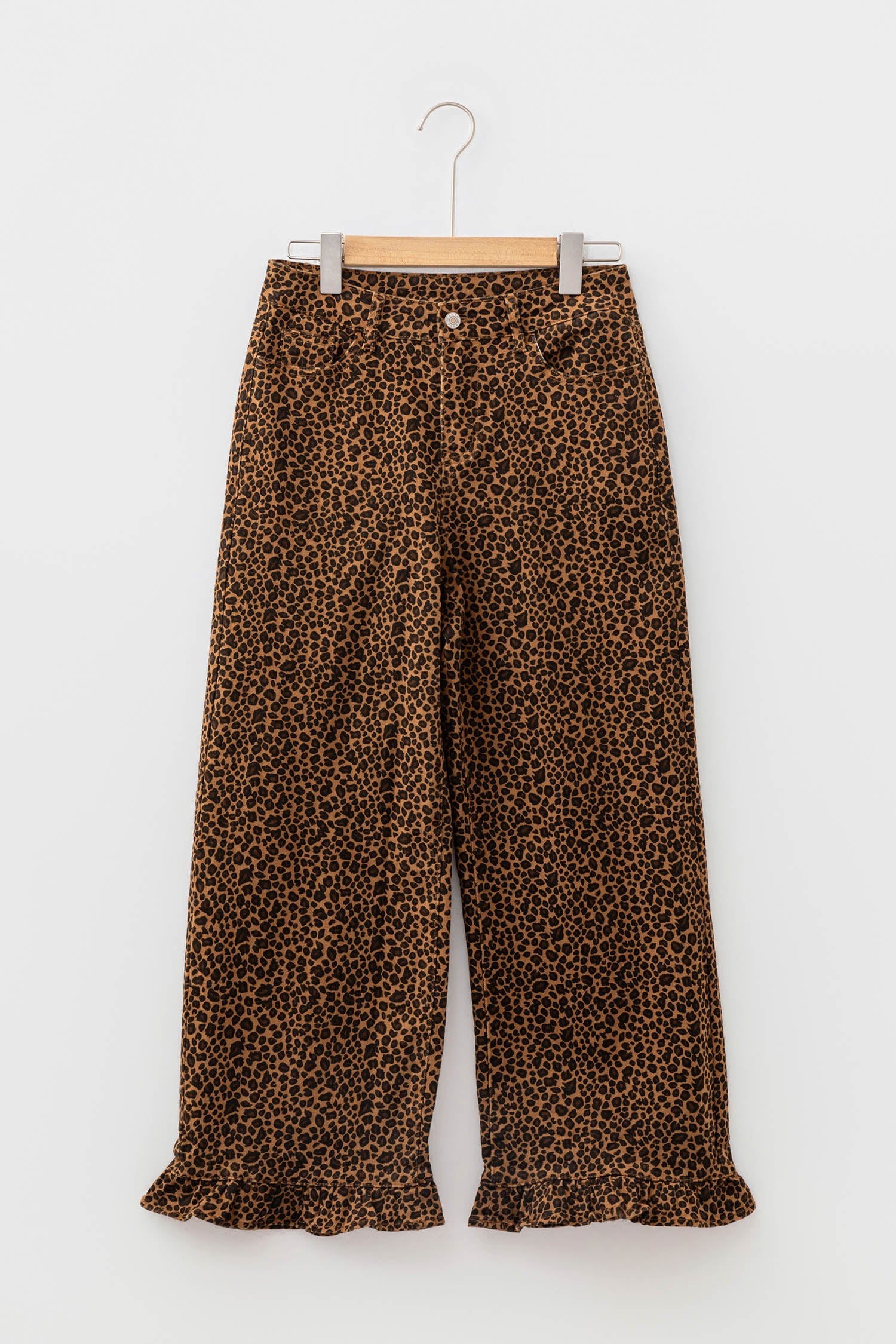 Leopard Ruffle Hem Shift Jeans