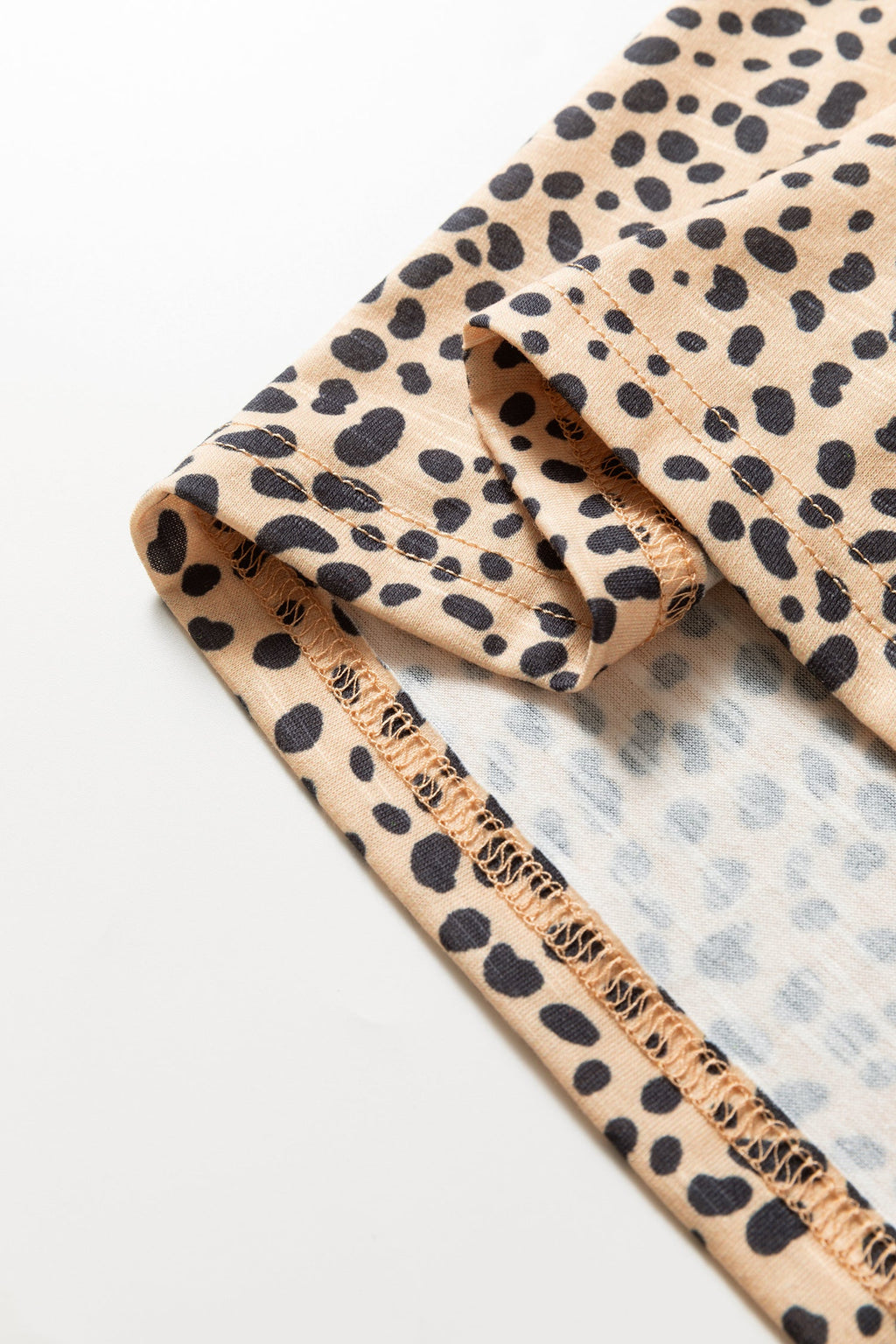 Cheetah Frilled V-Neck Short Sleeve Blouse
