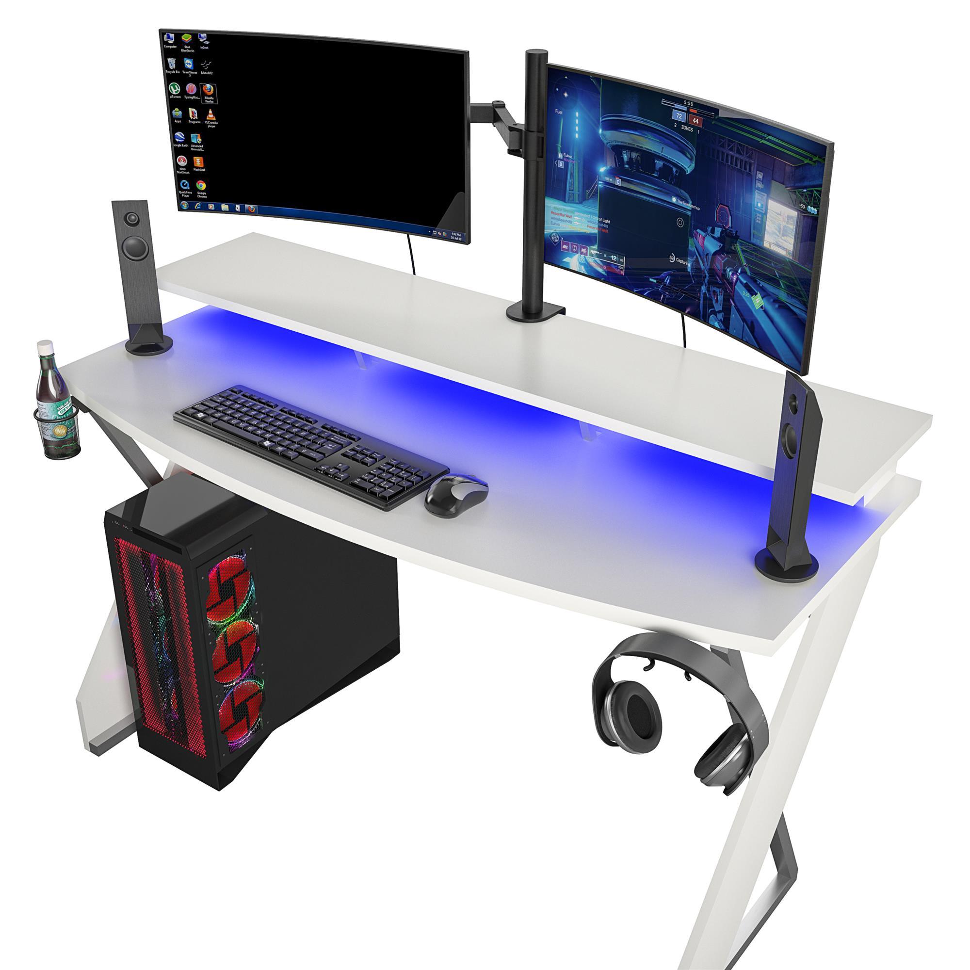 Xtreme Gaming Desk with Riser, White