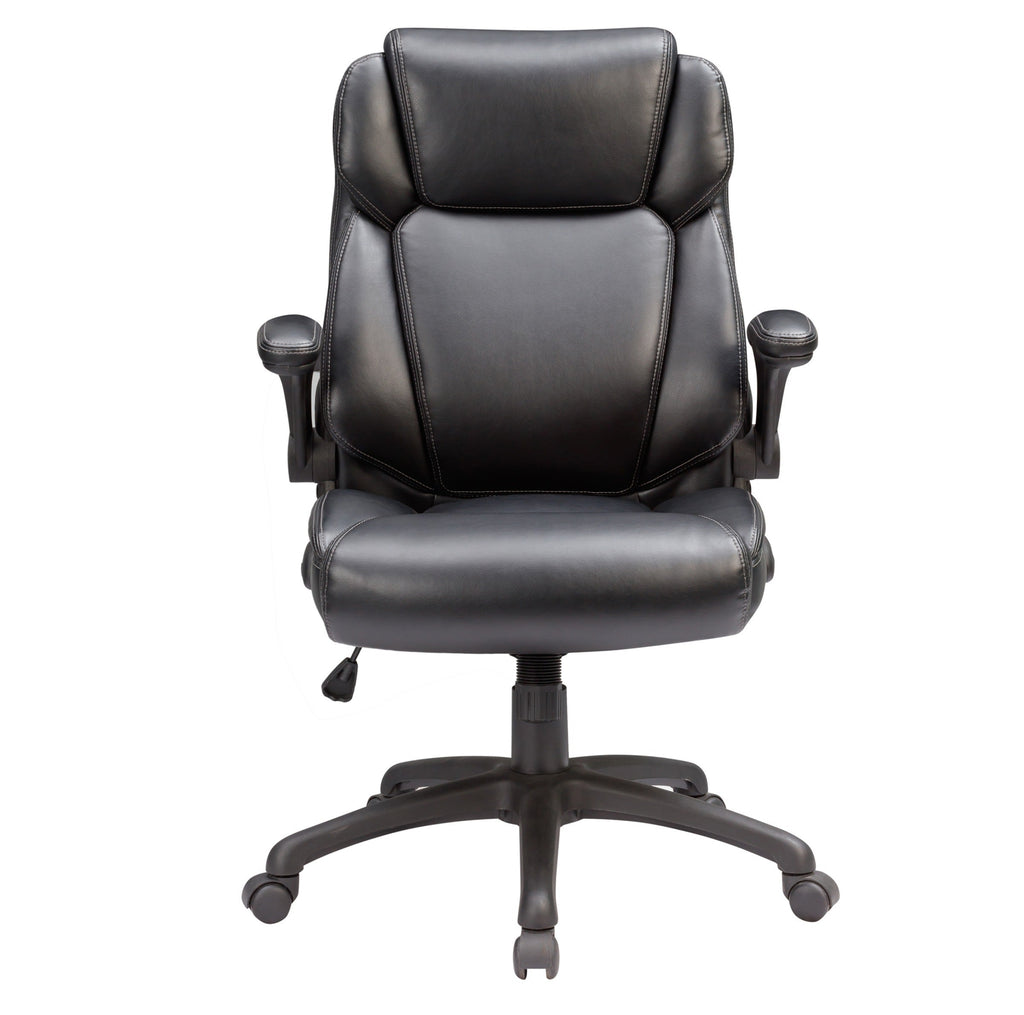 Adjustable Bonded Leather Office Chair with Butterfly Mechanism, 360 Degree Swivel Armchair for Study, Office, Gaming, Black