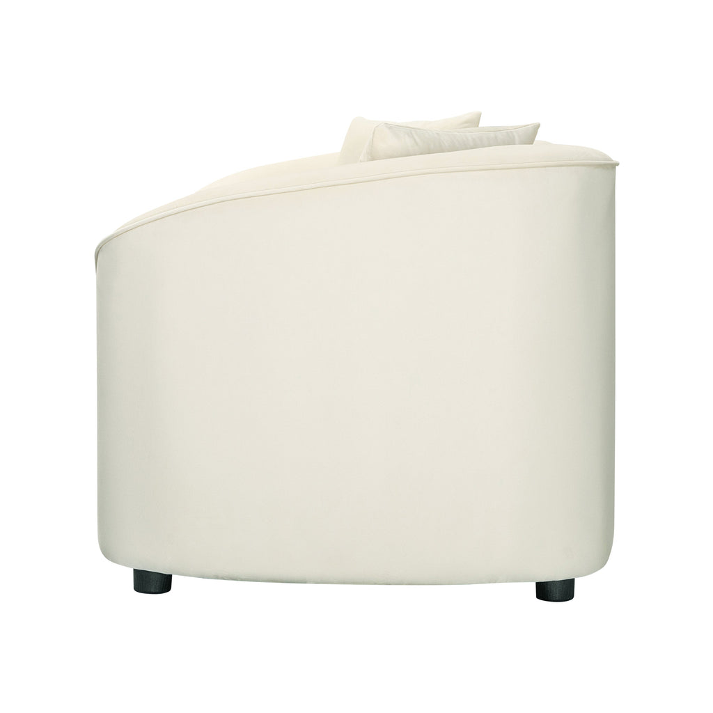 87' Curved Contemporary Sofa in Off-White: Plush Seating, Streamlined Design, and Durable Frame – Ideal for Stylish Living Spaces
