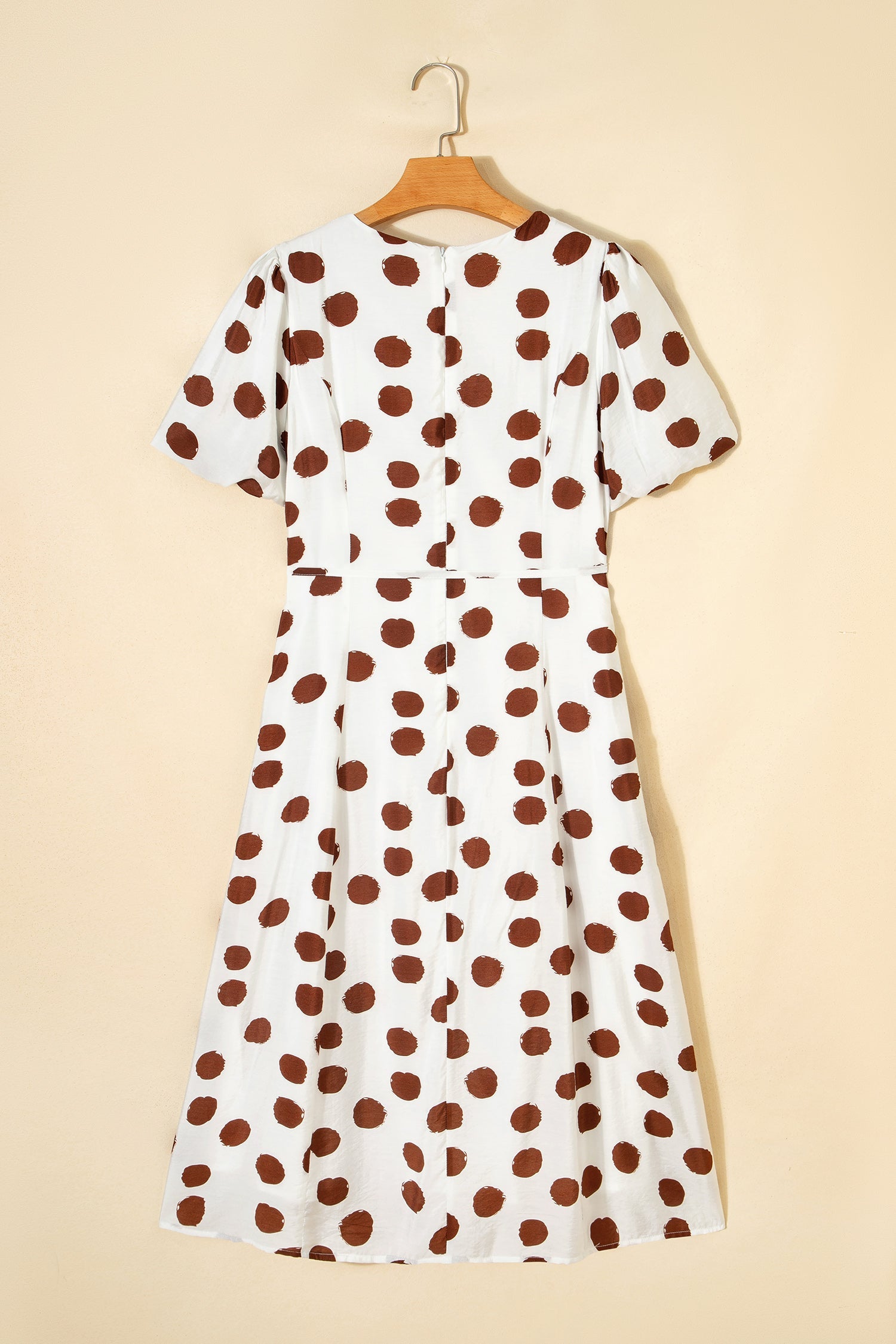 Polka Dot V-Neck Short Sleeve Midi Dress