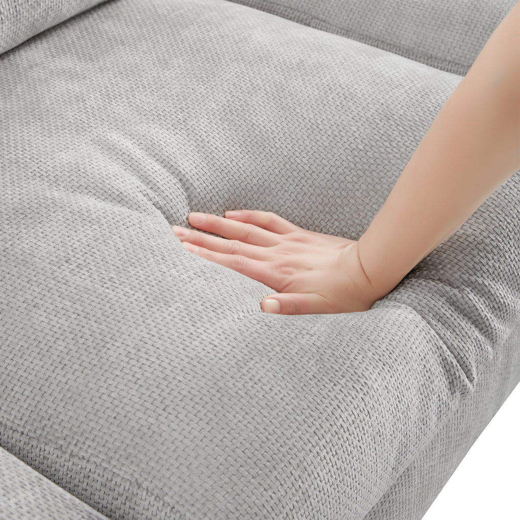 Modern Oversized L-shaped Sectional Sofa with Chaise and Free Pillows, Chenille Fabric, 119*55 Inches, Light Gray