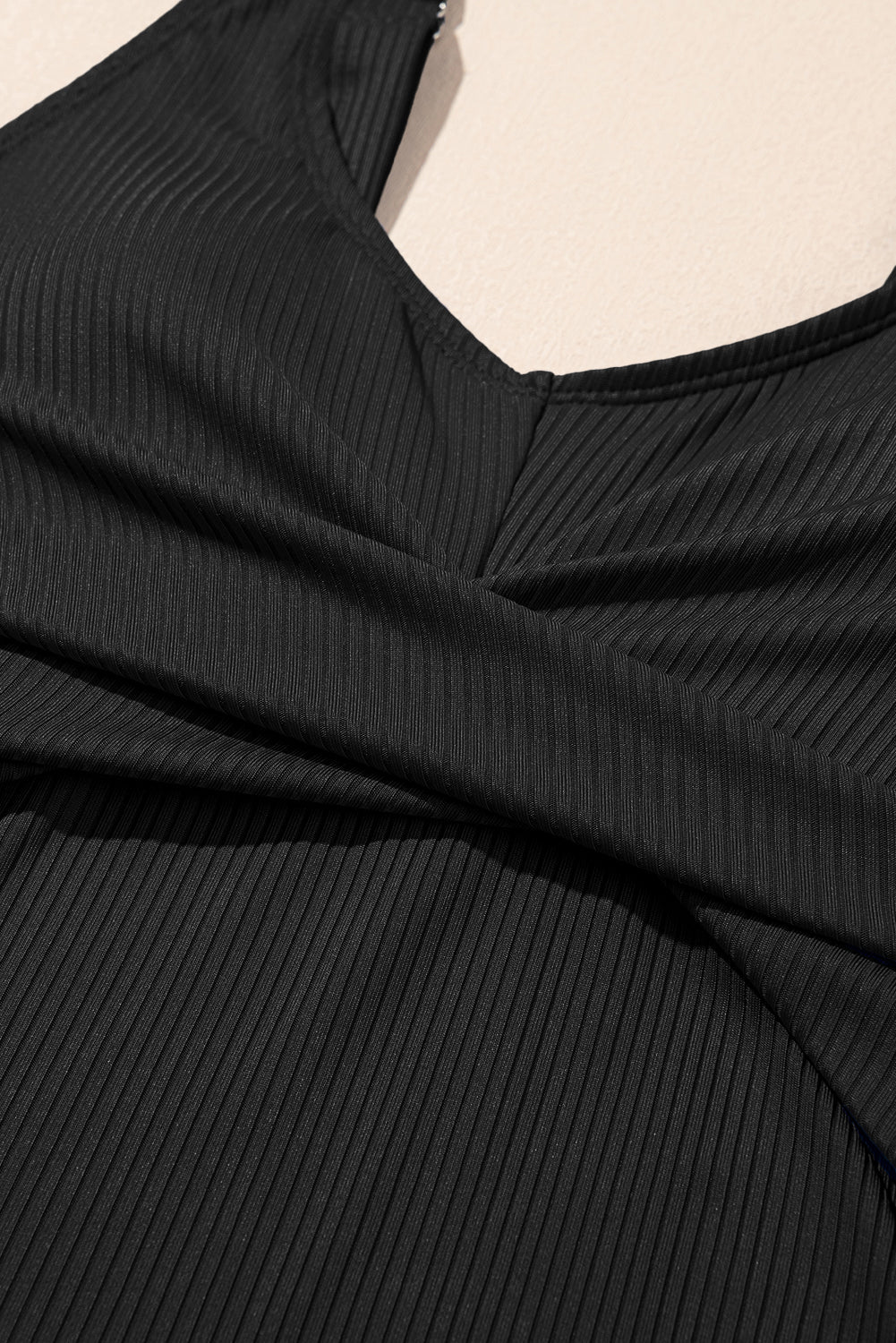 Solid Ribbed Knit Tankini & Skort Swim Set