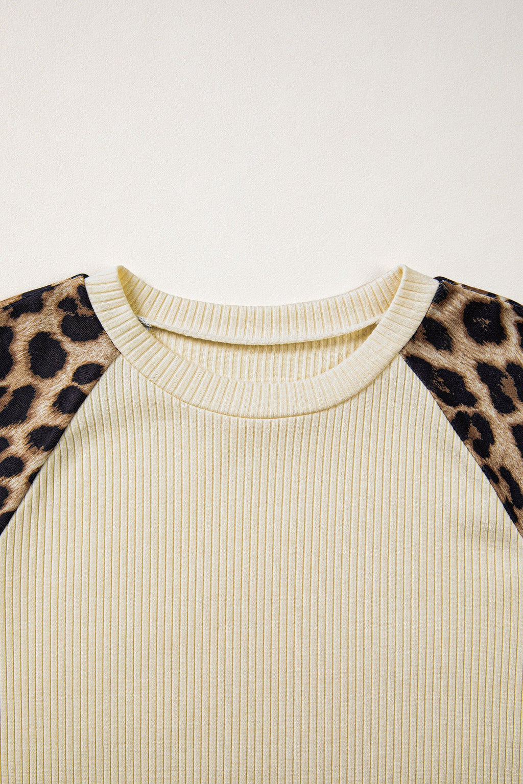 Leopard Colorblock Ribbed Raglan Short Sleeve Tee