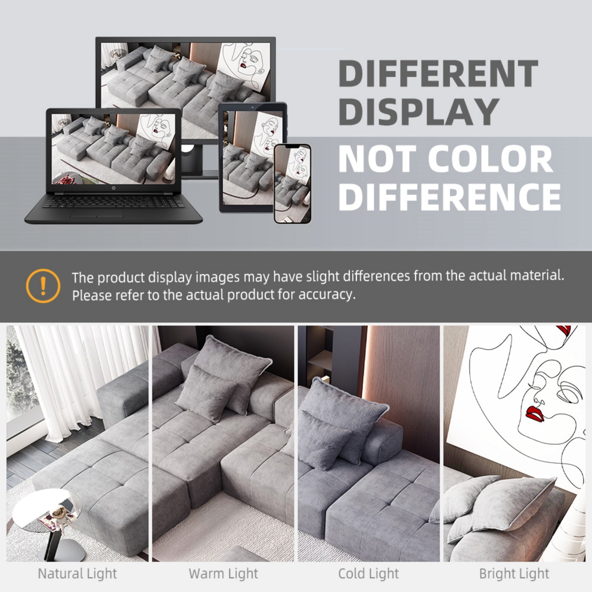 Modern Oversized Modular Sectional Sofa, Sparkling Chenille Fabric Soft Cushion Sofa with 6 Pillows, 6 PCS DIY Combination Tufted Sofa, No Assembly Required, GREY