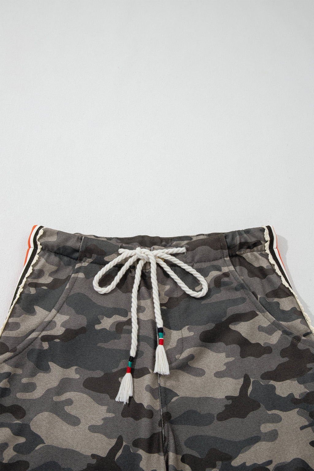 Camo Side Stripe Panel Drawstring Pants