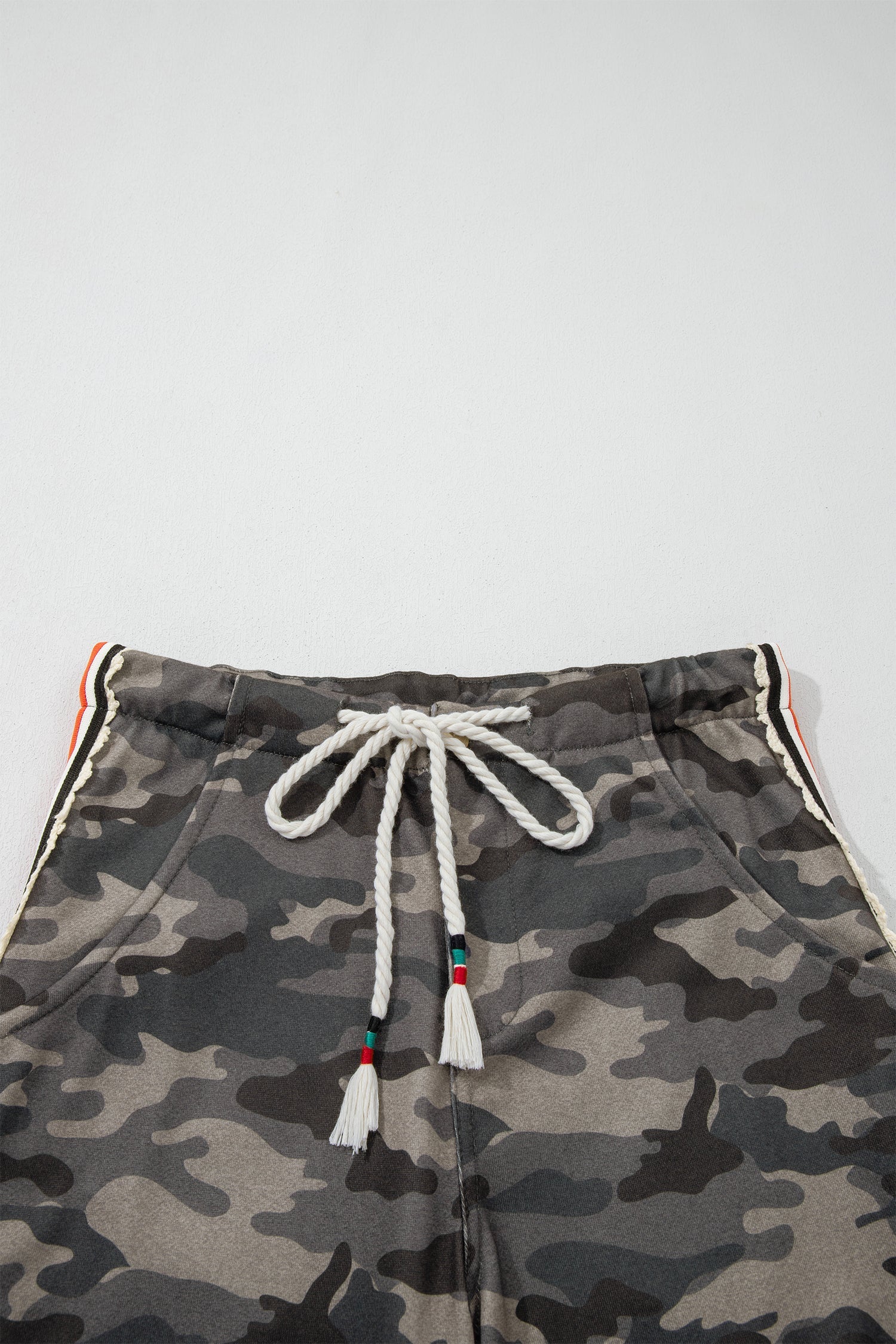Camo Side Stripe Panel Drawstring Pants