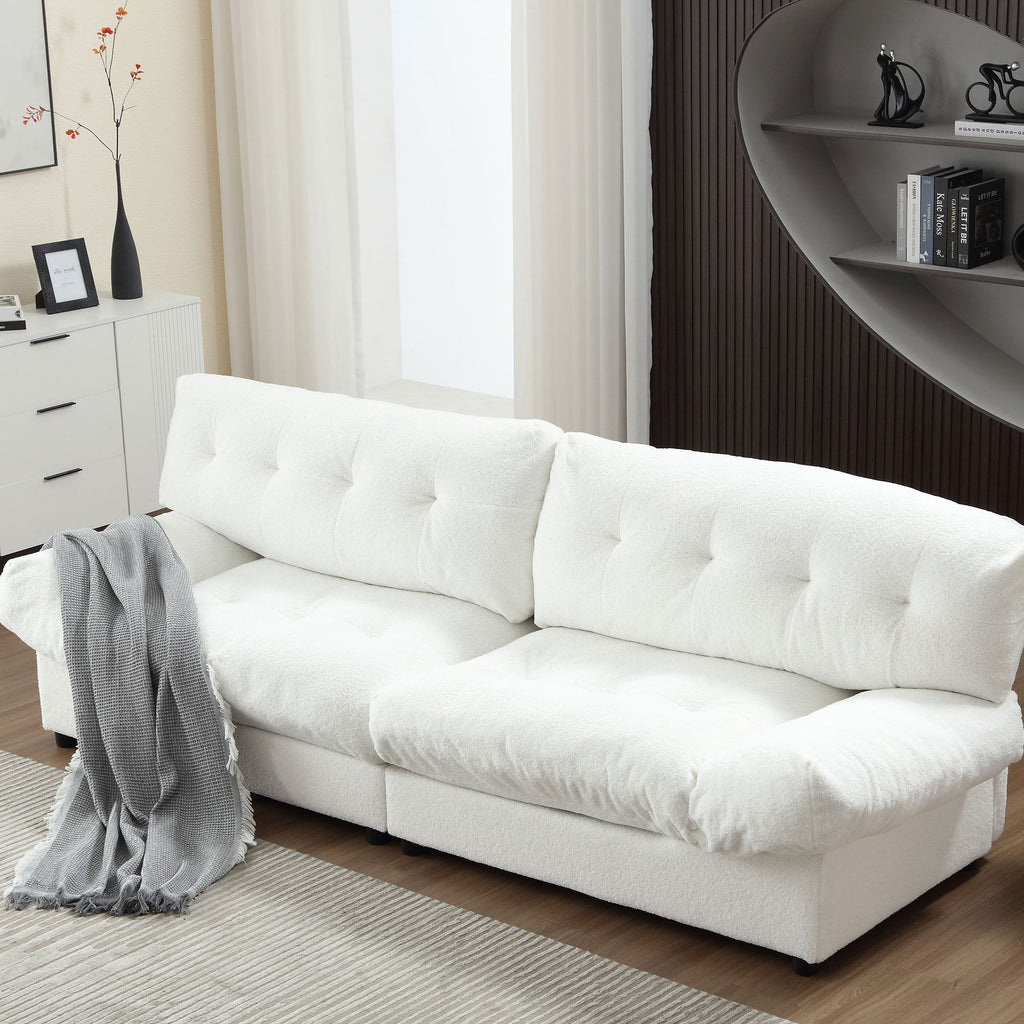 [VIDEO provided][New] Cloud Style Sofa, Teddy Velvet Fabric, Comfy Padded Cloud Couch for Living Room, Apartment