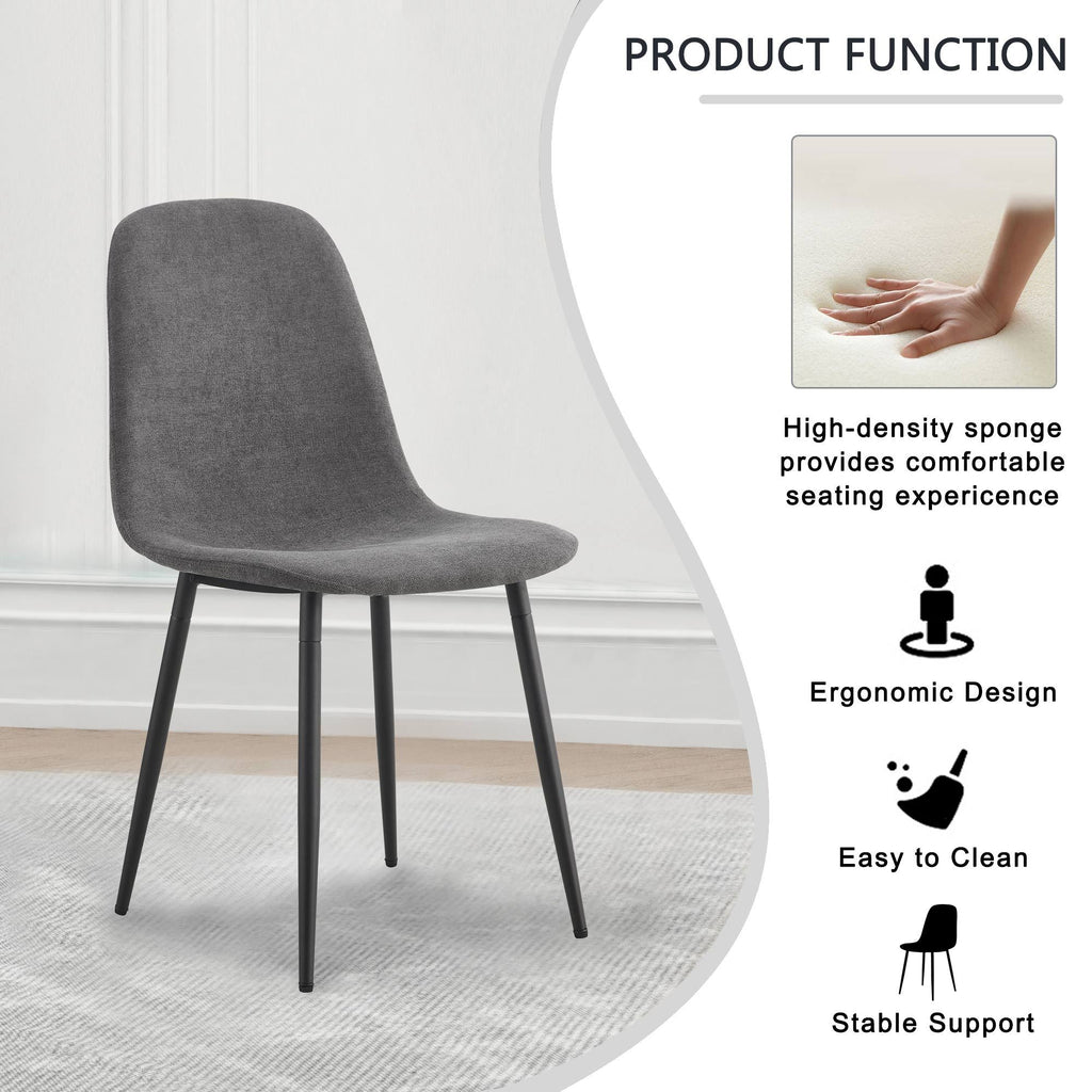 A set of 4 modern medieval style restaurant cushioned side chairs, equipped with soft cushions and black metal legs, suitable for kitchens, lounges, and farmhouses. B0501A