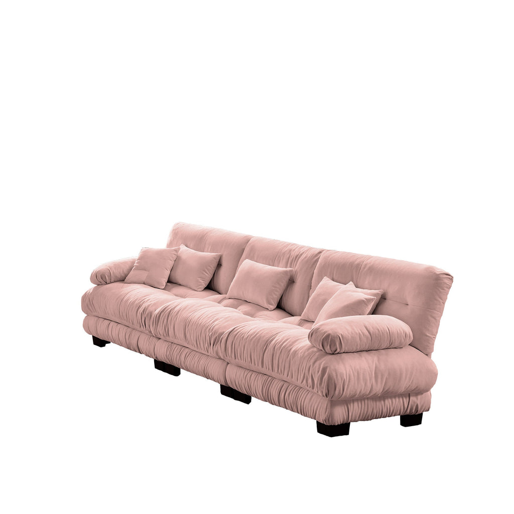 3-Seater Sectional Sofa Modular Deep Seat Sofa Couch , Chenille Sofa Soft Comfy Upholstered Furniture for Living Room, Apartment, Studio, Office,Chenille Pink