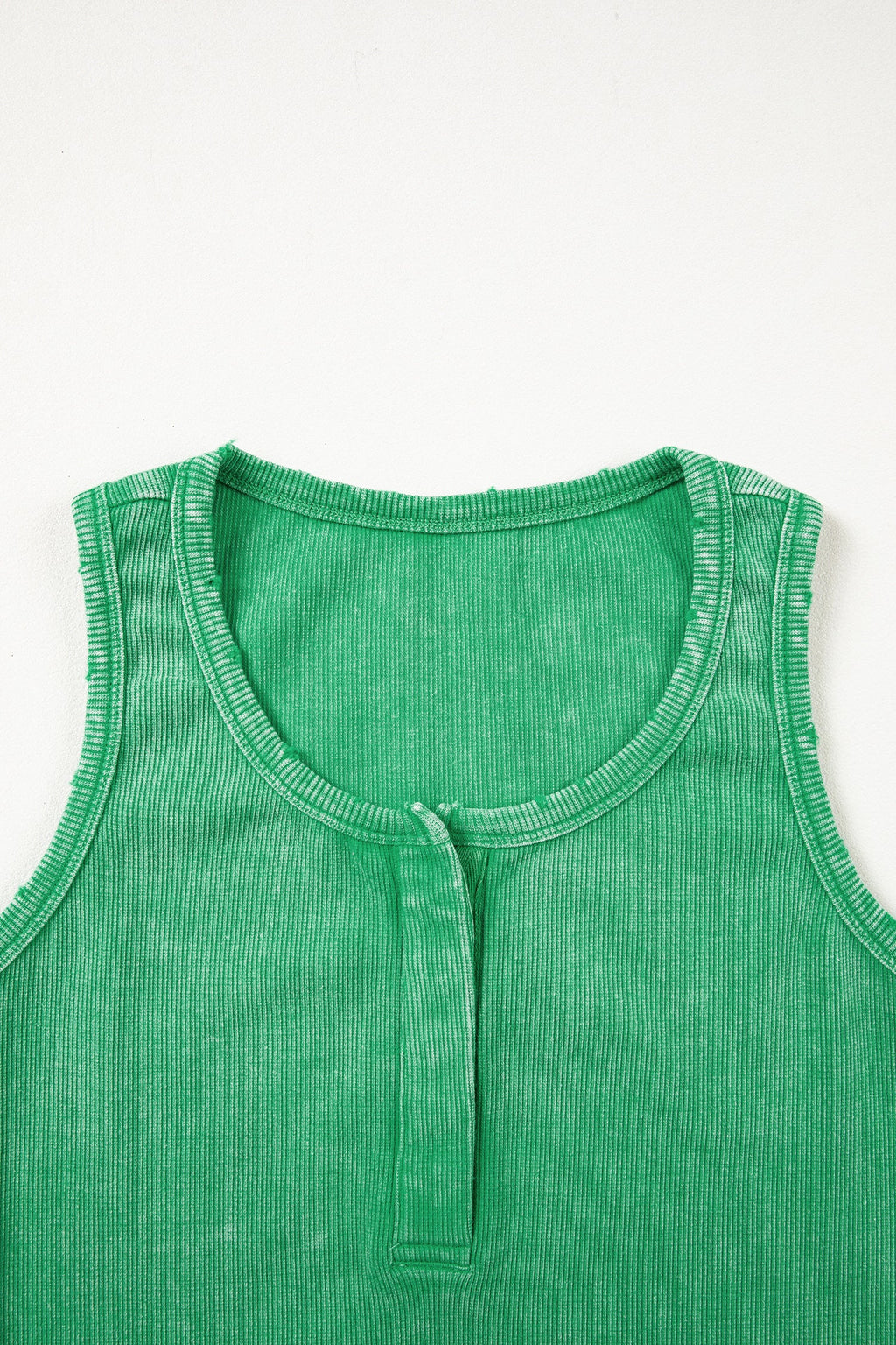 Solid Distressed Ribbed Mineral Wash Tank Top