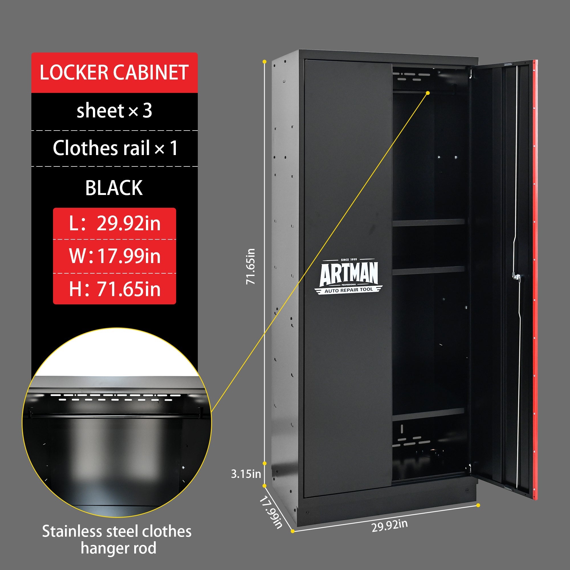 Steel Filing Cabinet With Compartments For Office Use, Storage, File Storage, Archives, And High and Low Cabinets with Black and Red finish