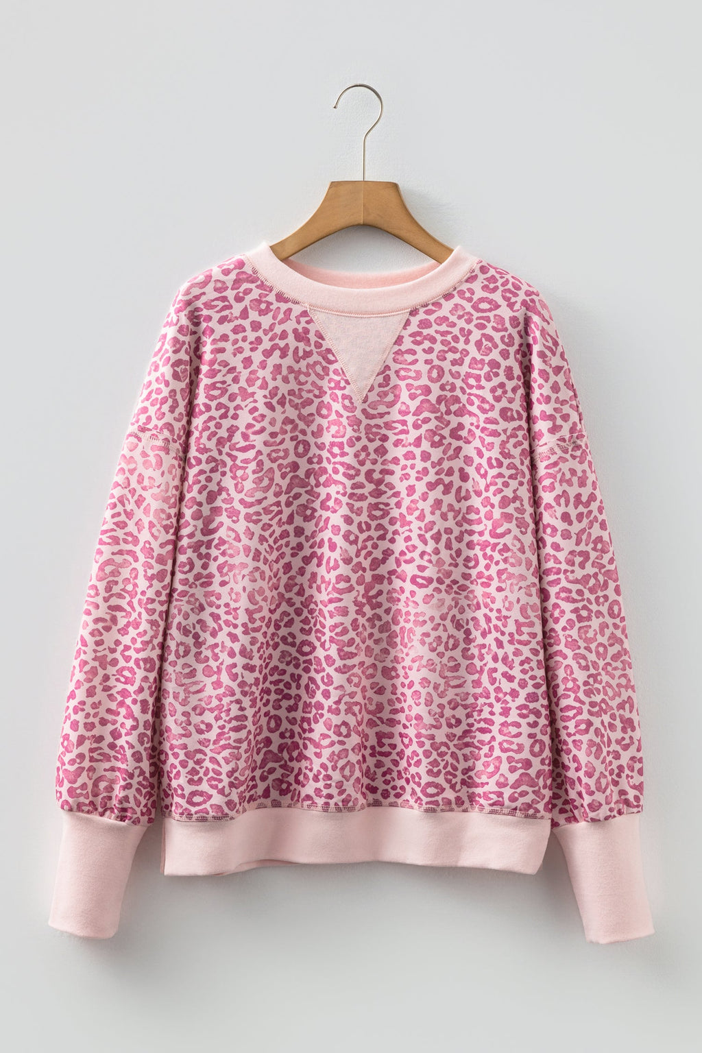 Leopard Patchwork Crew Neck Sweatshirt