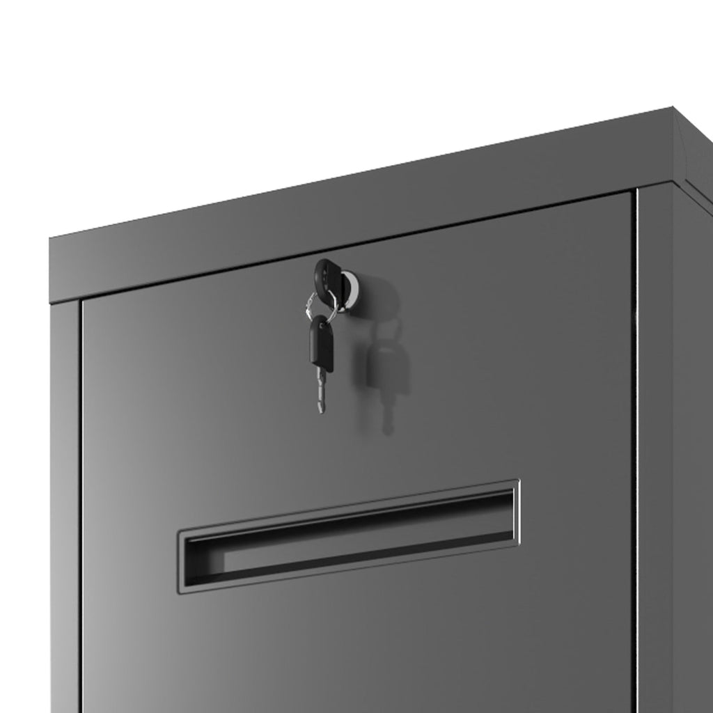 Modern Black 4 Drawer Metal Vertical Filing Cabinets with Lock for Home Office, Steel Construction, Letter/Legal/A4/F4 Size