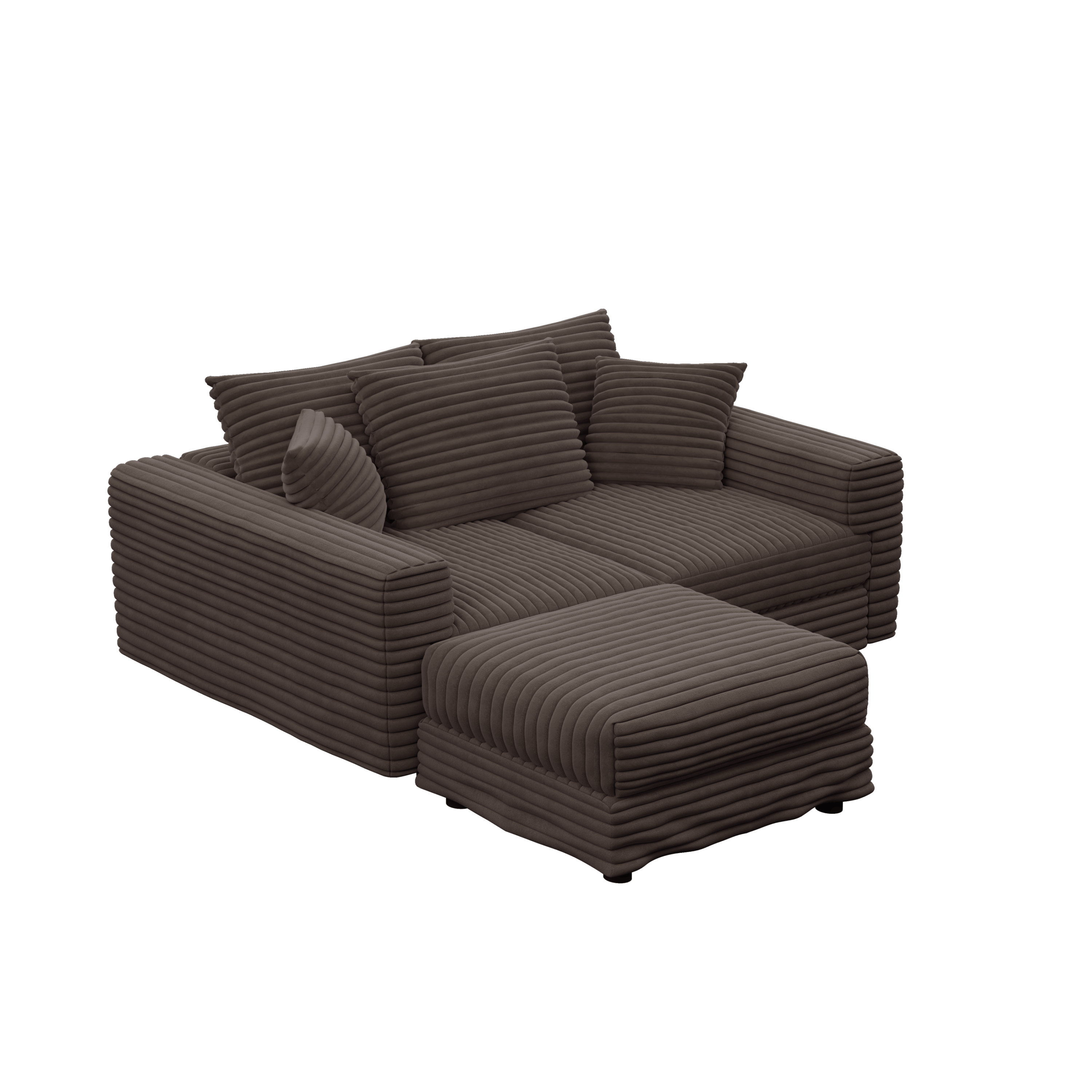 82.7 ' Plush Corduroy 3-Seat Sofa, Modern Comfy Upholstered Sofa Cloud Couch, Deep Seat Couches with Soft Pillows and 1 Ottomans, Convertible Sofa Lounge Chair, for Living Room,Apartment,Office,Camel