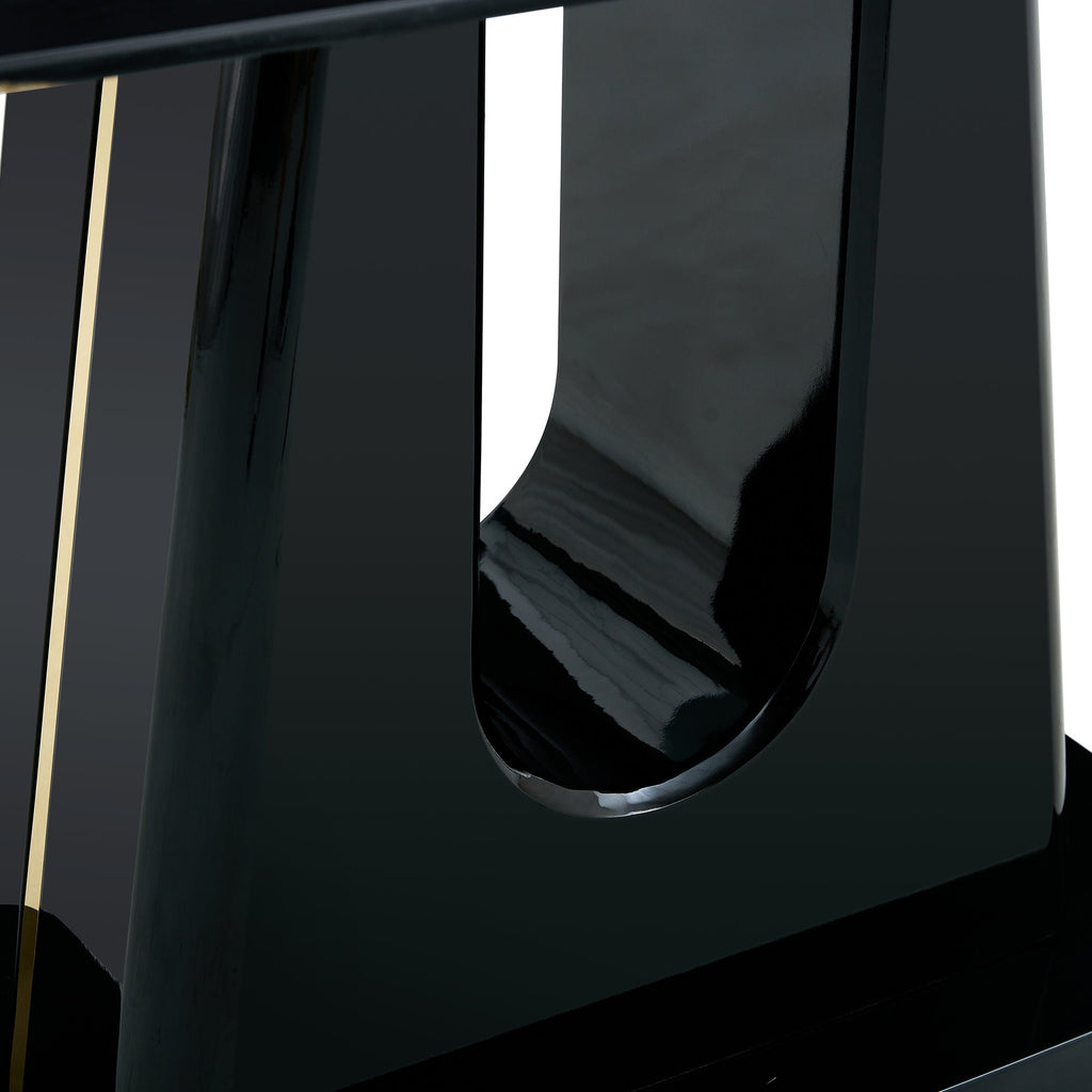 A modern, minimalist, and luxurious table. A black imitation marble tabletop with MDF U-shaped legs. Dining table, computer table. For restaurants and living rooms 63' * 35.4'* 30' F-U