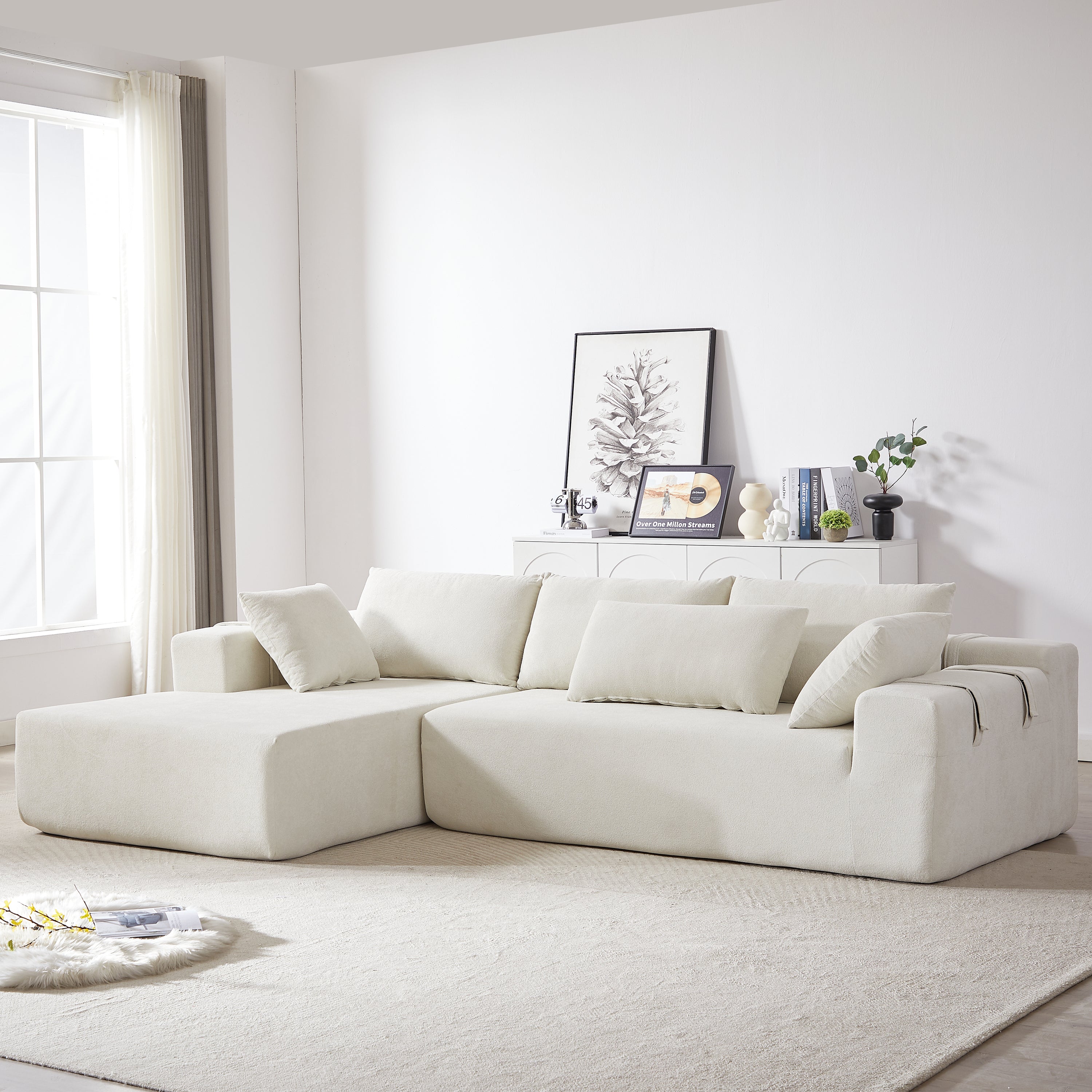 Modern Chenille Upholstered Sectional Sofa Couch Set,Modular 108' L Shaped Sectional Living Room Sofa Set With 6 Pillows,Free Combination Sofa Couch for Living Room,Bedroom