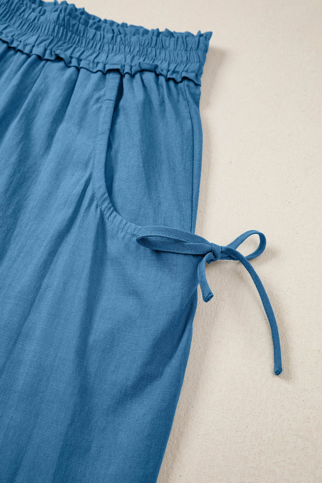 Smocked High Waist Drawstring Pocket Jogger Pants