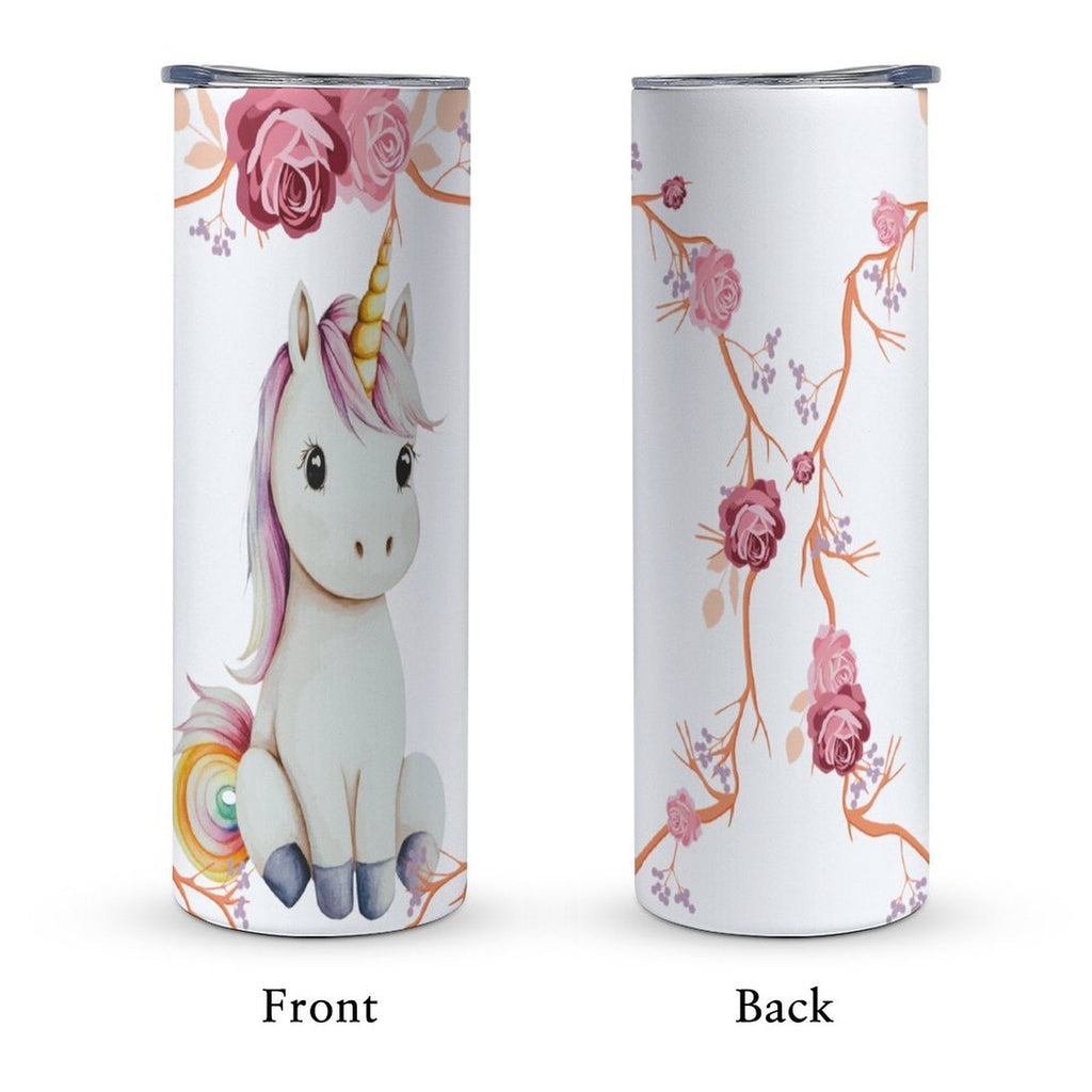 Baby Unicorn with Pink Roses 20oz Large Capacity Car Cup with Lid