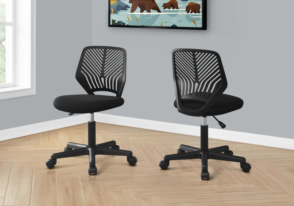 Office Chair, Adjustable Height, Swivel, Ergonomic, Computer Desk, Work, Juvenile, Black Mesh, Black Metal, Contemporary, Modern
