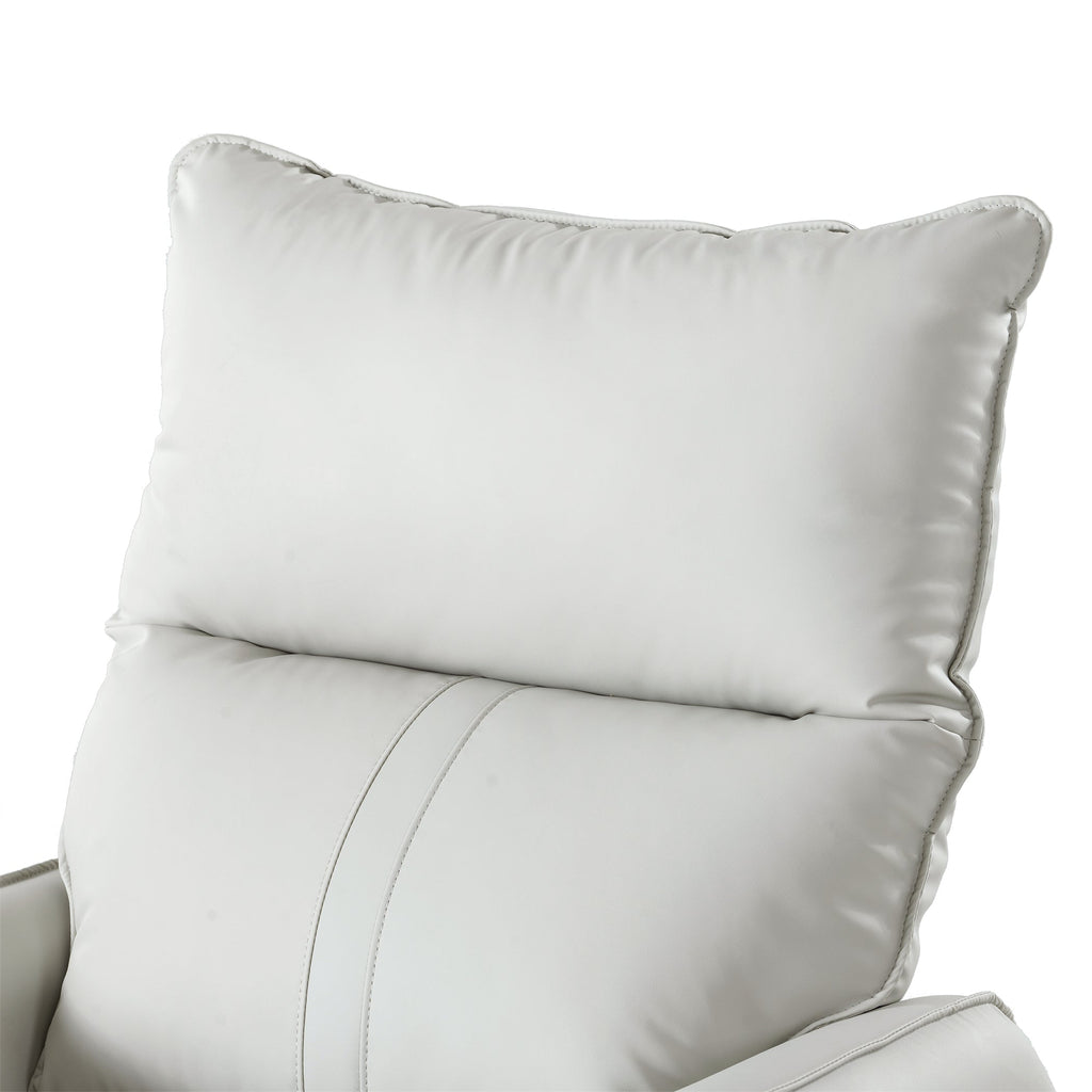 PU Rocking Recliner Chair, 360° Swivel Nursery Rocking Chair, Glider Chair, Modern Small Rocking Swivel Recliner Chair, Home Theater Seating, Side Pocket (Light Gray+360° Swivel)