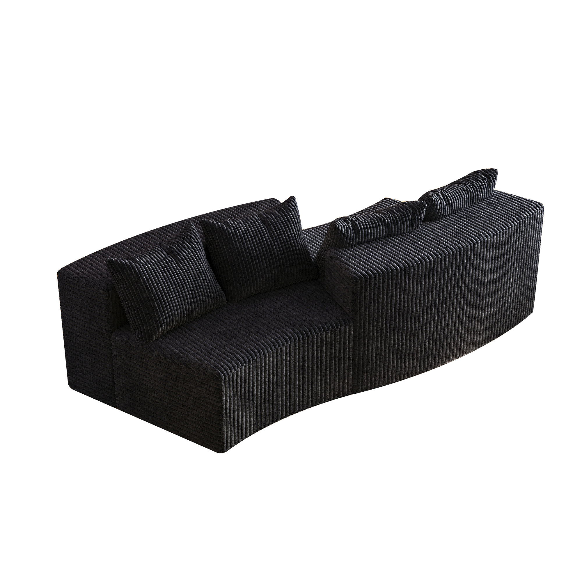 Corduroy curved sectional sofa with four pillows,Curved Symmetrical Modular Semi Circular Sofa Sectional for bedroom, living room, office for leisure or nap, reading room, and lobby(Two modules)