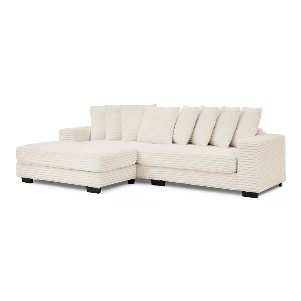 Corduroy Tufted Upholstered Sleeper Sectional Sofa, L-Shaped Modular Convertible Sofa , Can freely change the position of the footrests-Beige(Assembly is required)
