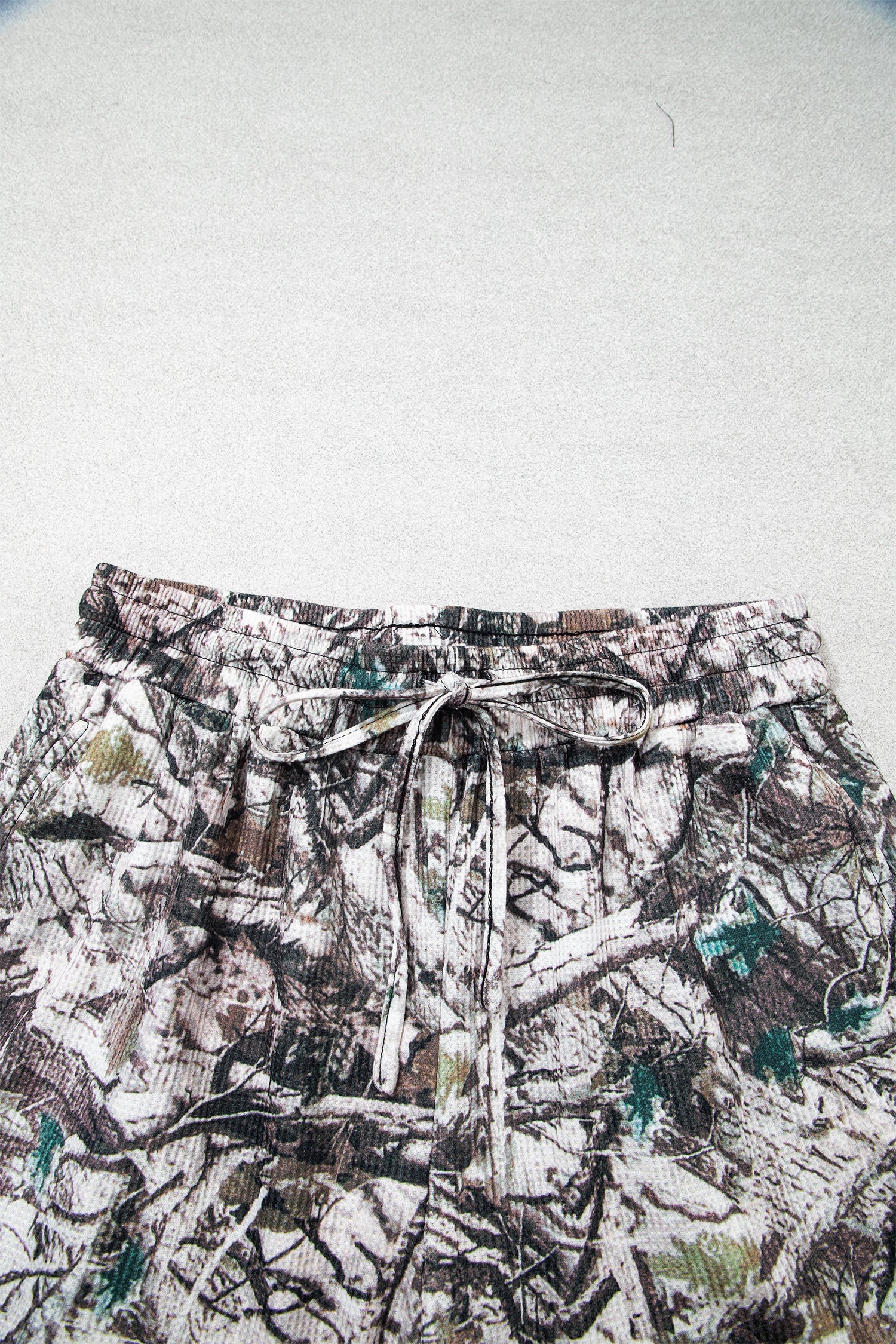 Camo Long Sleeve Top & Elastic Waist Shorts Set